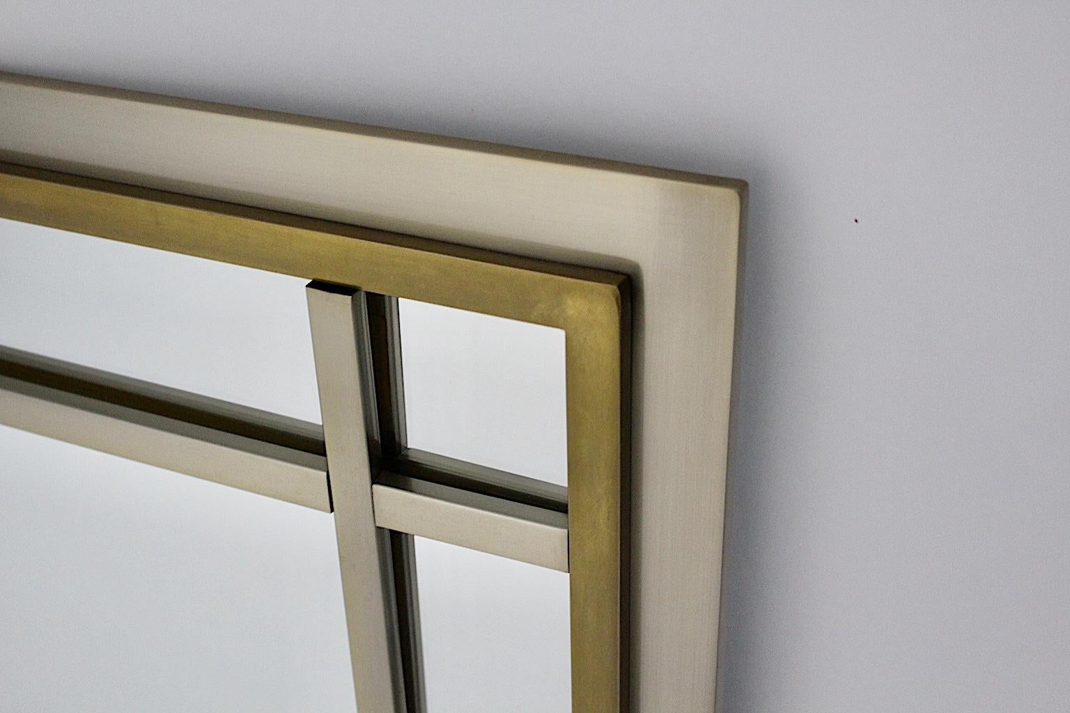 Mid-Century Modern Brass Glass Wall Mirror Attributed to Romeo Rega, Italy For Sale 3