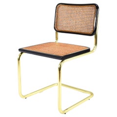 Mid-Century Modern Brass Golden Steel Cesca Chair of Marcel Breuer, Italy, 1970
