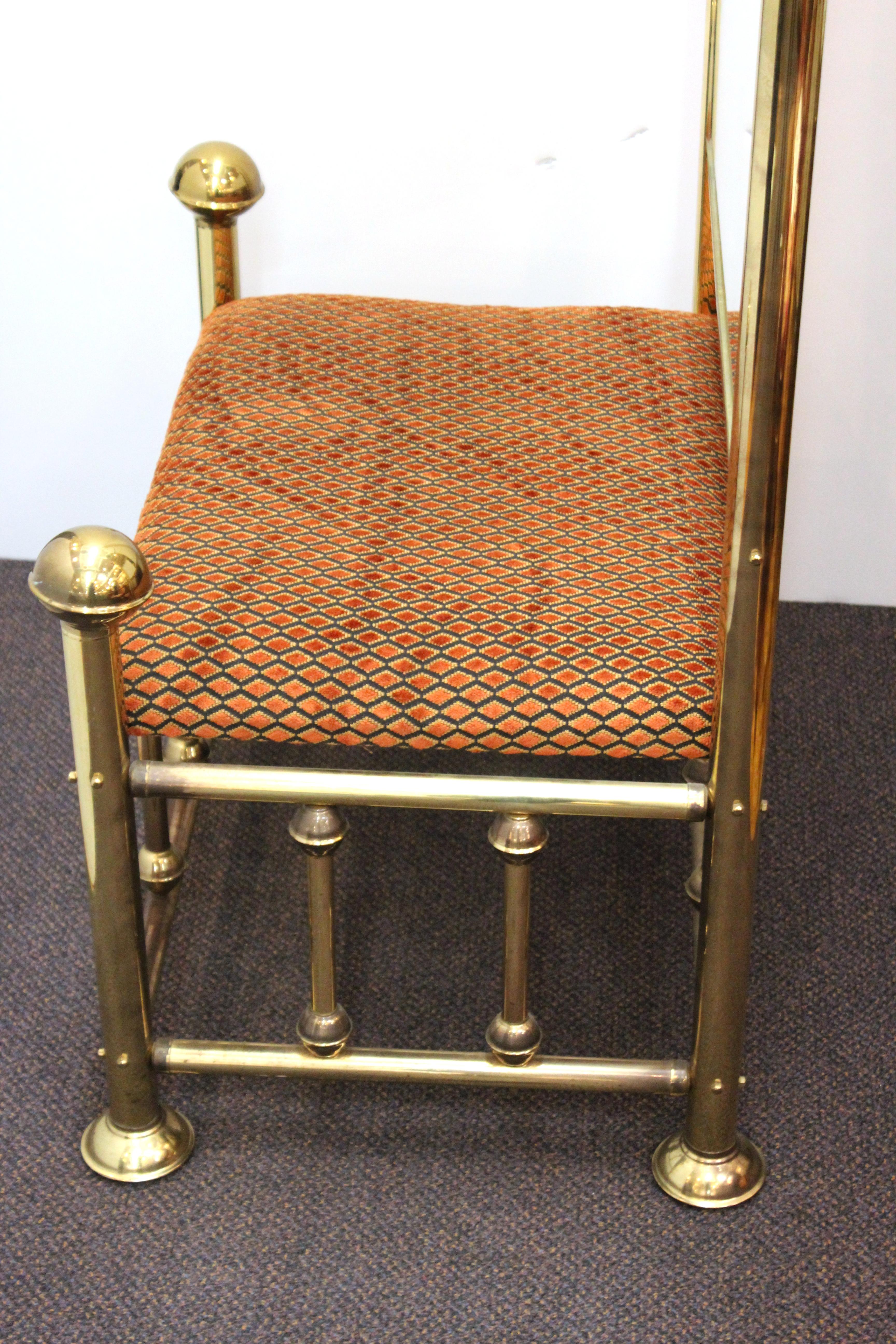 Mid-Century Modern Brass Hall Tree With Upholstered Bench 5