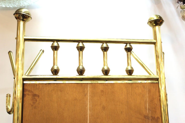Mid-Century Modern Brass Hall Tree With Upholstered Bench at 1stDibs