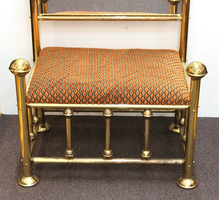 Mid-Century Modern Brass Hall Tree With Upholstered Bench at 1stDibs