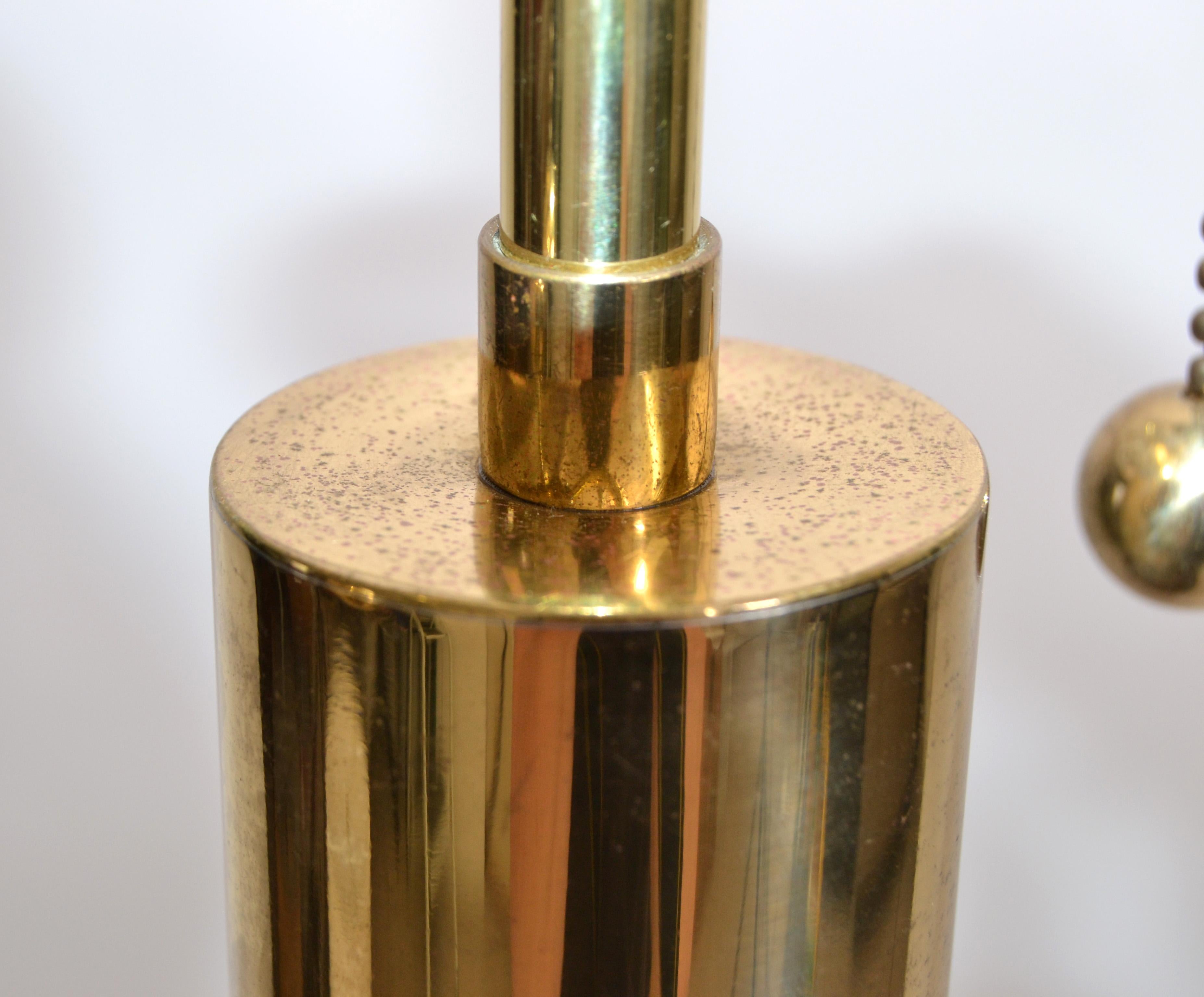 Mid-Century Modern Brass & Handcrafted Cast Iron Floor Lamp on Tripod Base 1970s For Sale 6