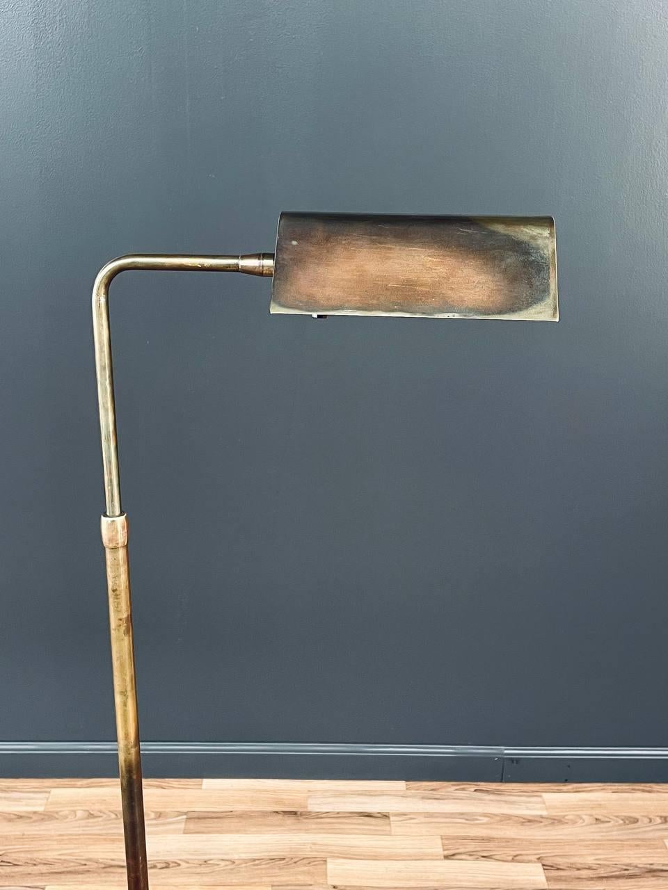 American Mid-Century Modern Brass Height Adjustable & Swivel Floor Lamp by Laurel