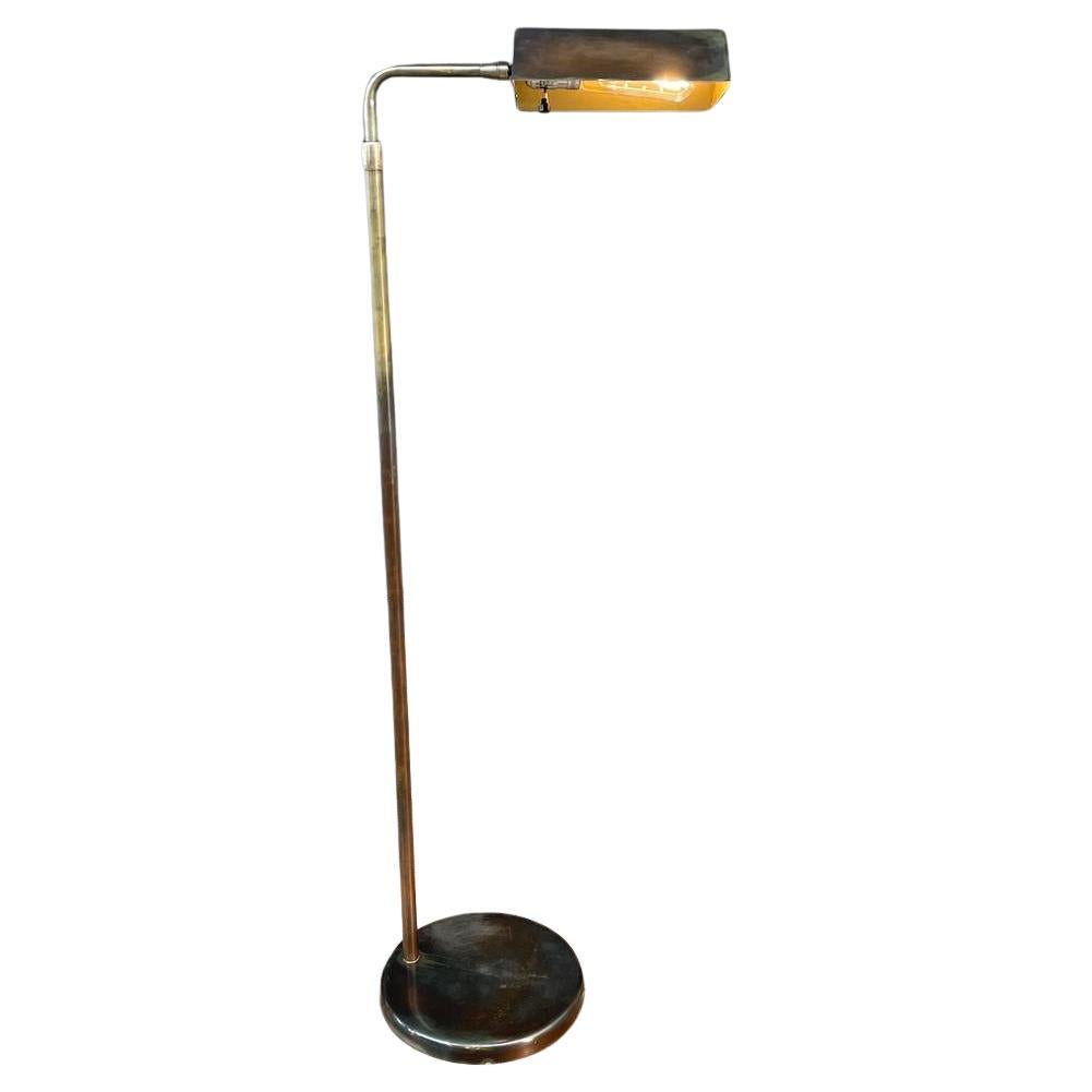 Mid-Century Modern Brass Height Adjustable & Swivel Floor Lamp by Laurel