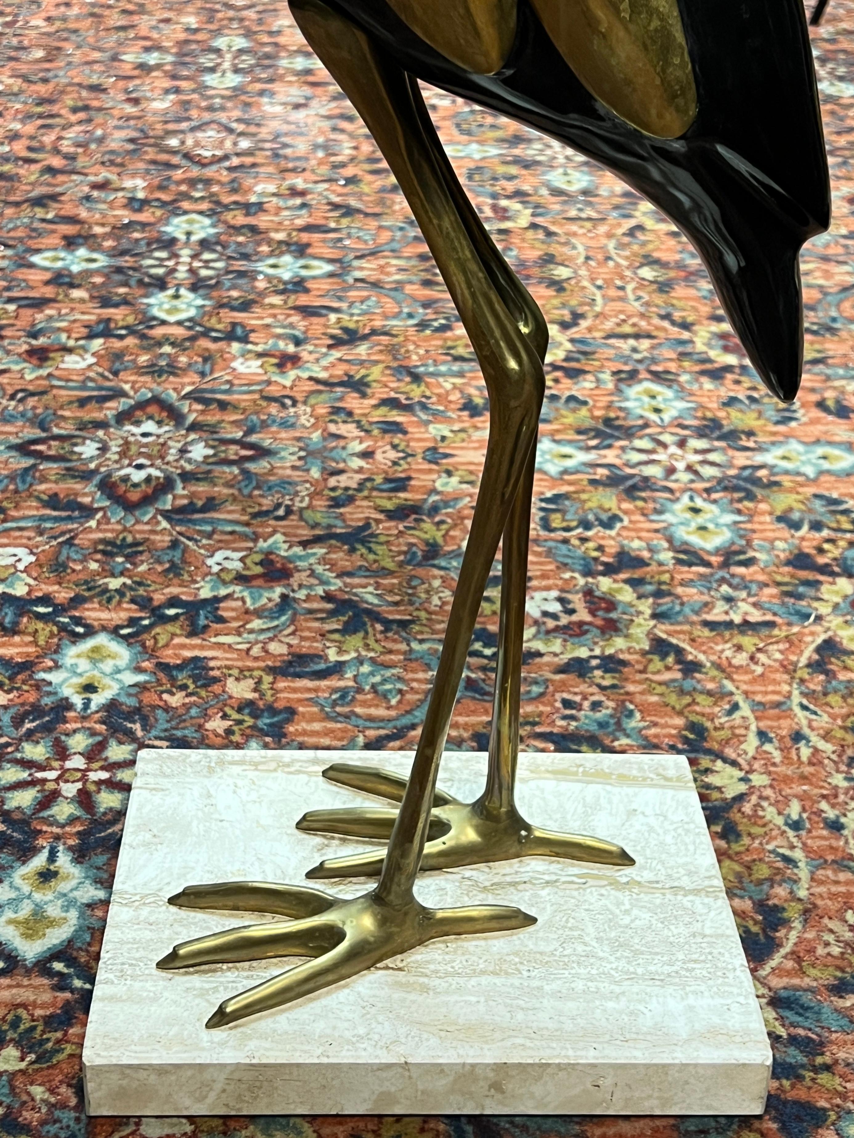 Sculpture de sol moderne du milieu du siècle en laiton, oiseau héron -- 42 pouces de hauteur en vente 4