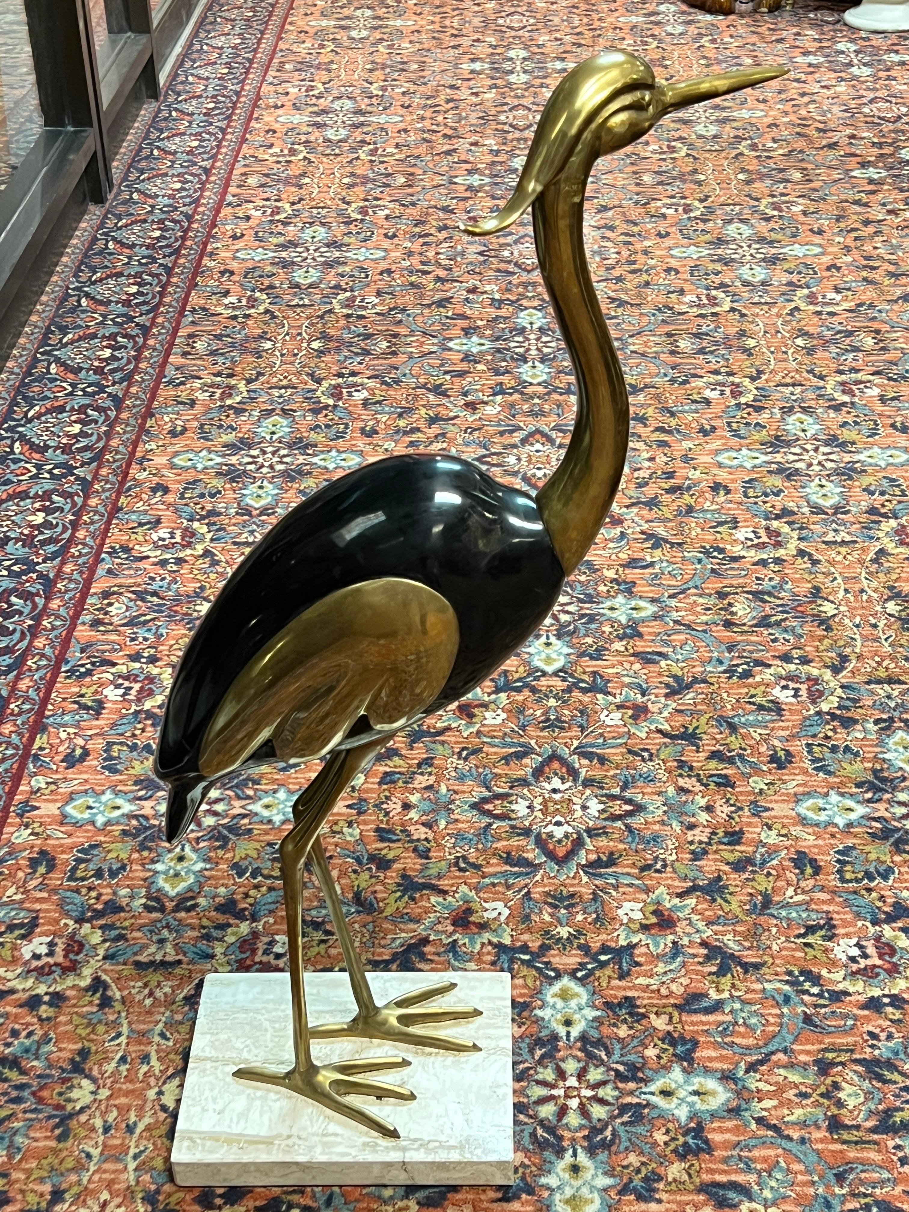 Sculpture de sol moderne du milieu du siècle en laiton, oiseau héron -- 42 pouces de hauteur en vente 5