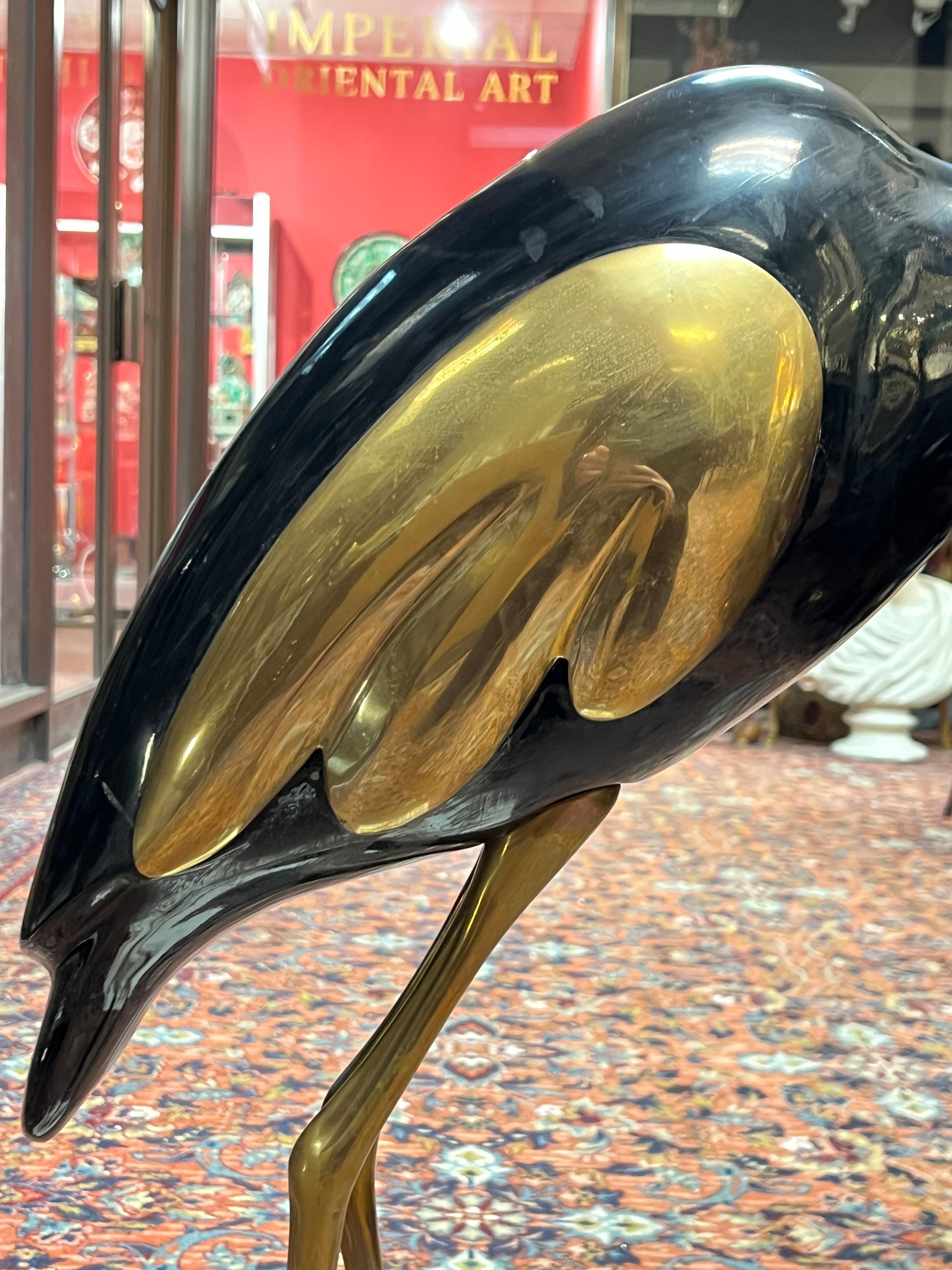 Sculpture de sol moderne du milieu du siècle en laiton, oiseau héron -- 42 pouces de hauteur en vente 7