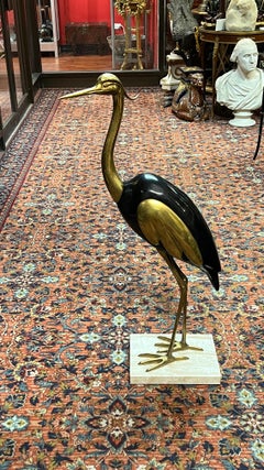 Mid-Century Modern Messing Reiher Vogel Bodenskulptur -- 42 Zoll Höhe