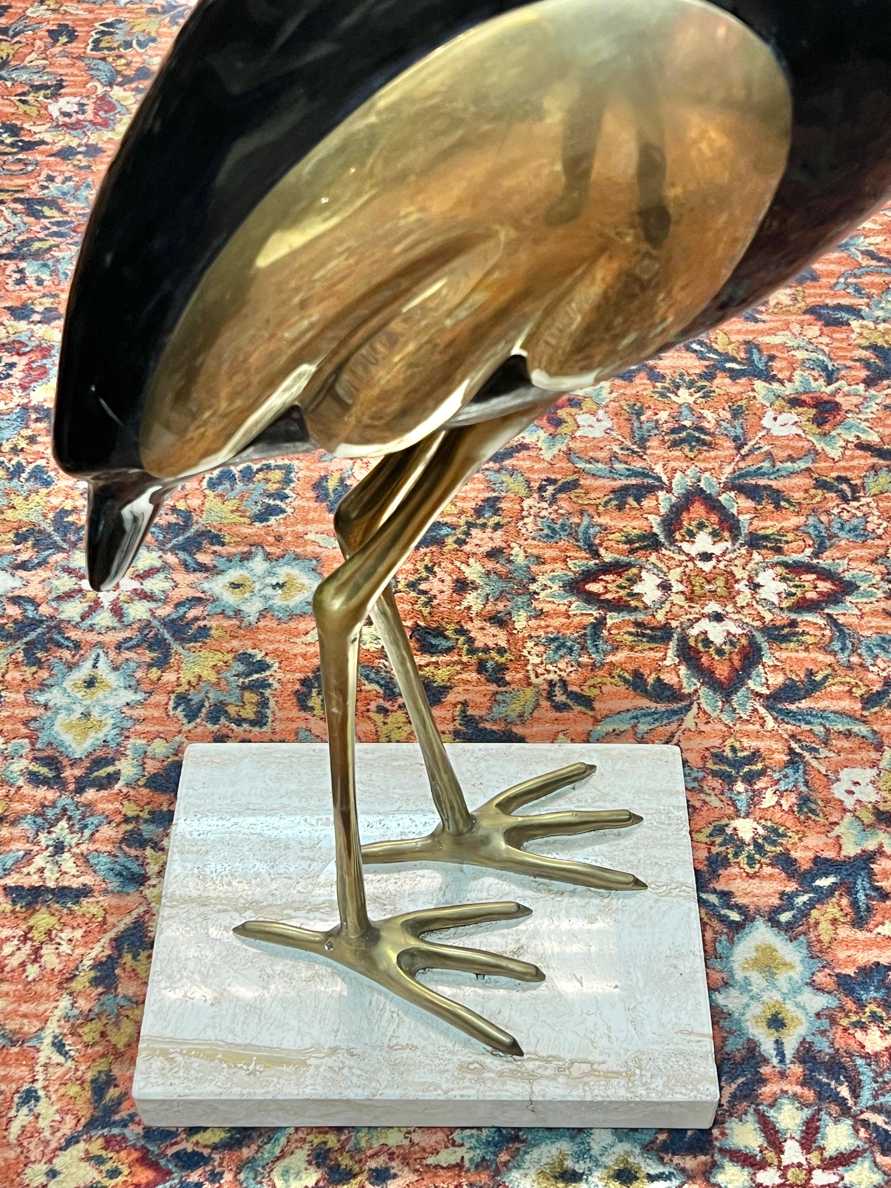 Sculpture de sol moderne du milieu du siècle en laiton, oiseau héron -- 42 pouces de hauteur en vente 1