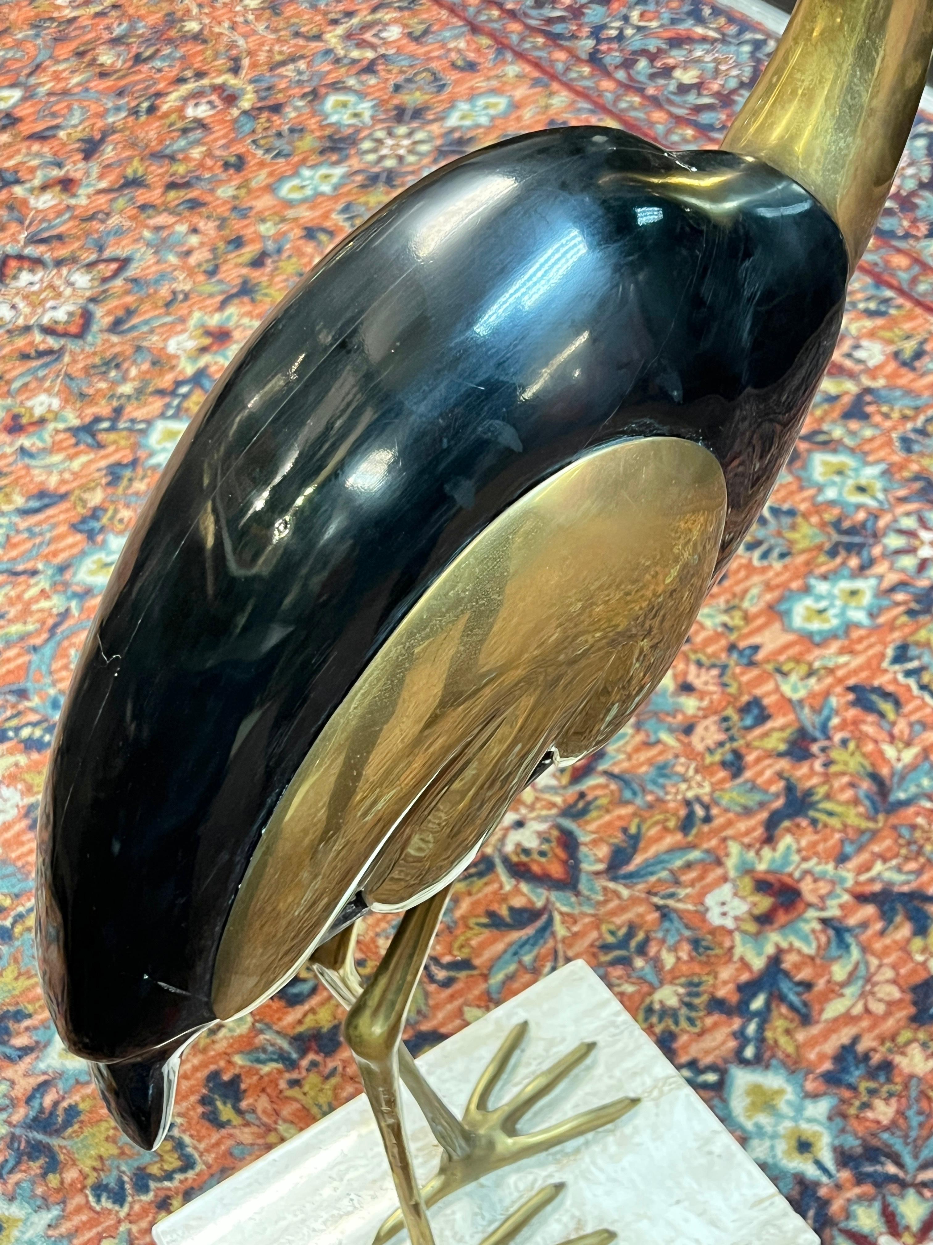 Sculpture de sol moderne du milieu du siècle en laiton, oiseau héron -- 42 pouces de hauteur en vente 2