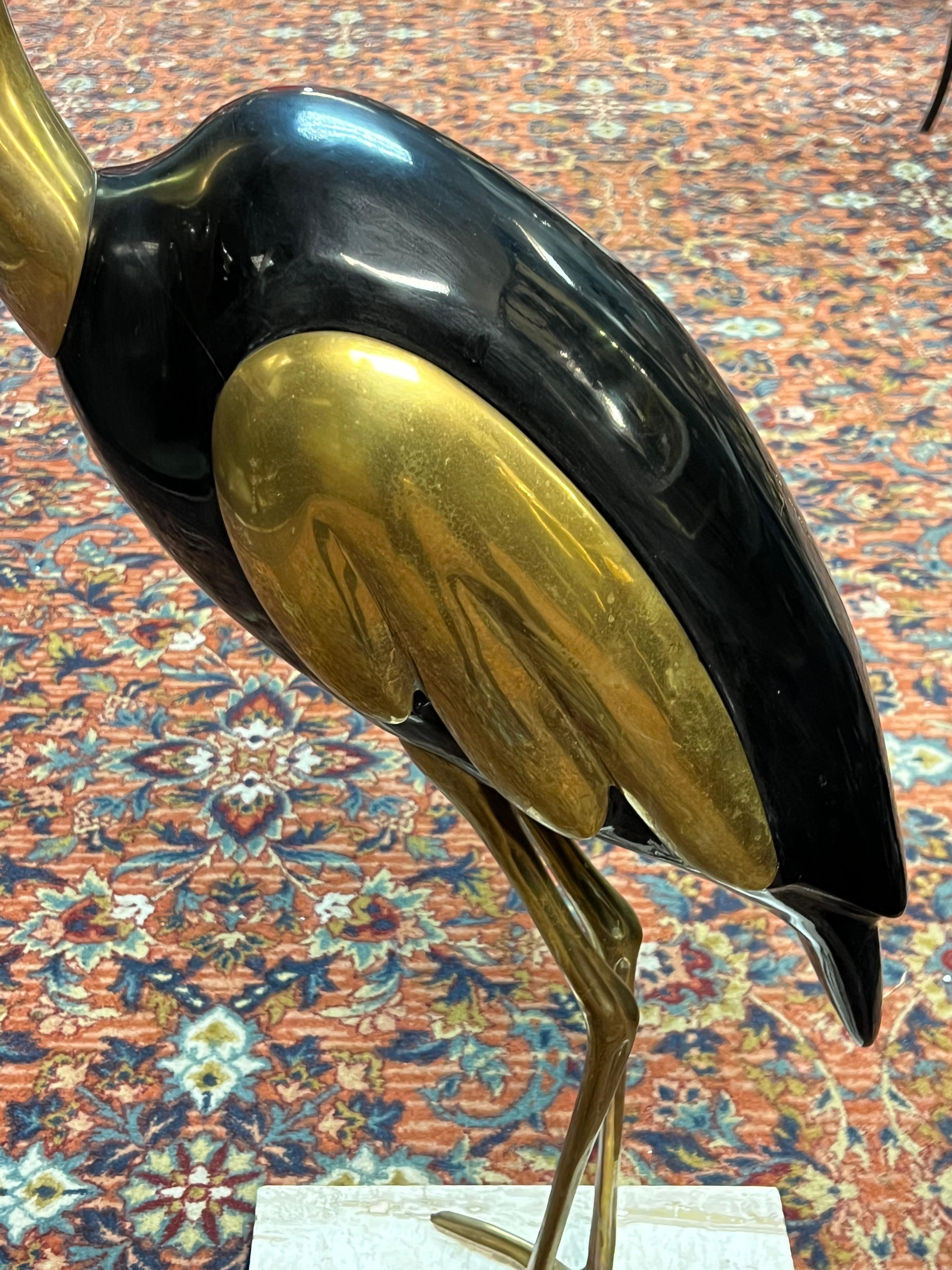 Sculpture de sol moderne du milieu du siècle en laiton, oiseau héron -- 42 pouces de hauteur en vente 3