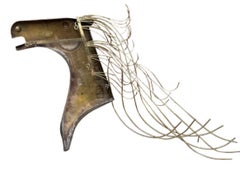 Mid Century Modern Brass Horse Head Wall Sculptures by Curtis Jere Signed