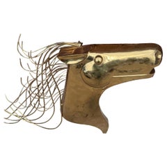 Mid Century Modern Brass Horse Head Wall Sculptures by Curtis Jere Signed