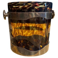 Mid-century modern brass ice bucket by Guzzini from the 1970s