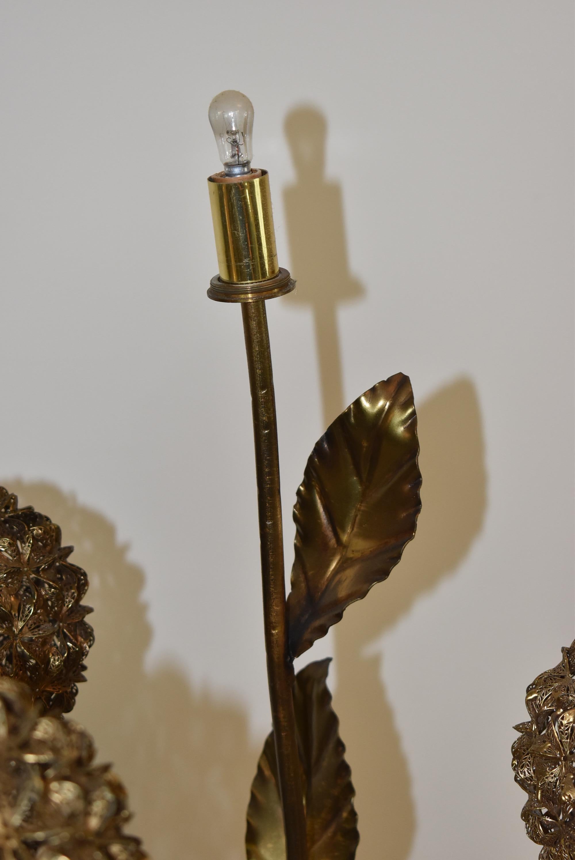 Mid-Century Modern Brass Italian Hydrangea Six-Light Floor Lamp 1
