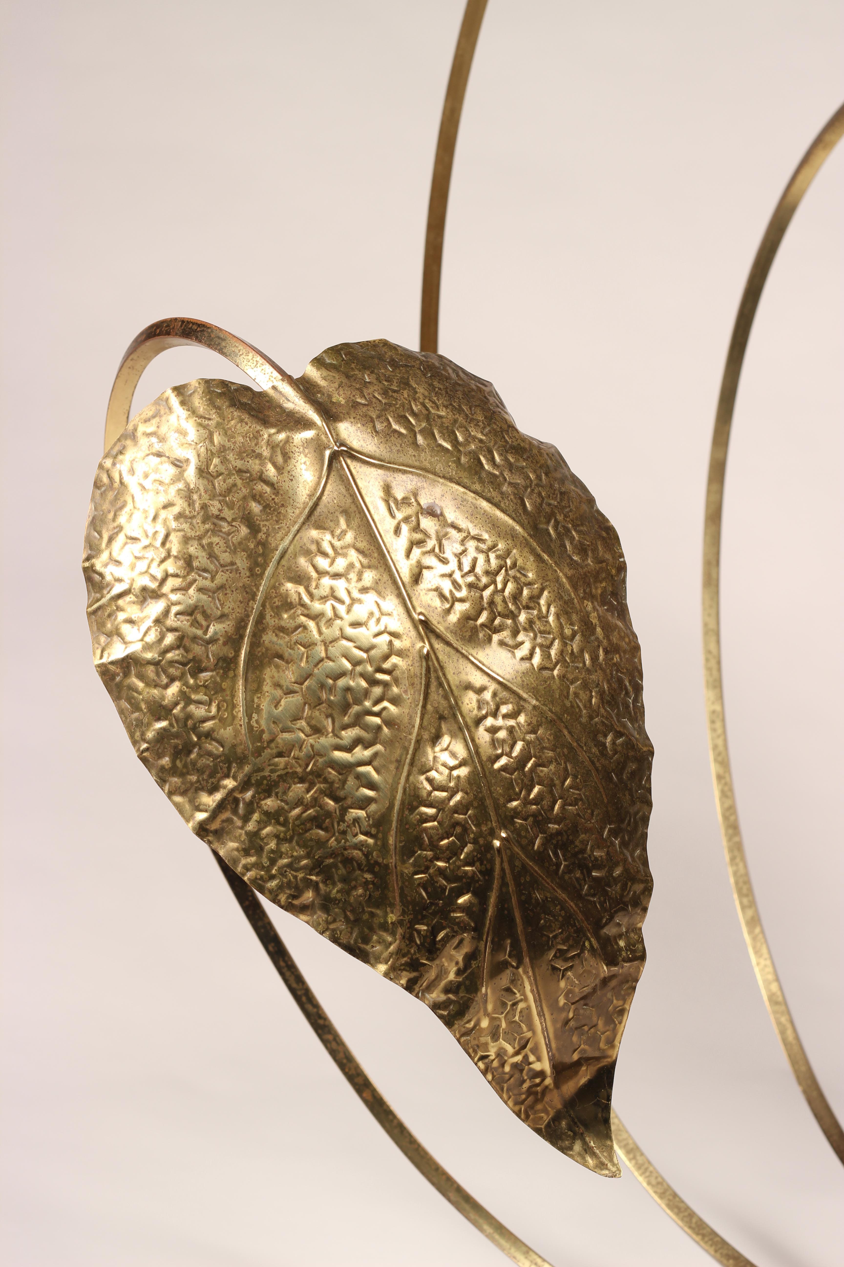 Mid-Century Modern Brass Italian Leaf Light by Tommaso Barbi, 1970s For Sale 7