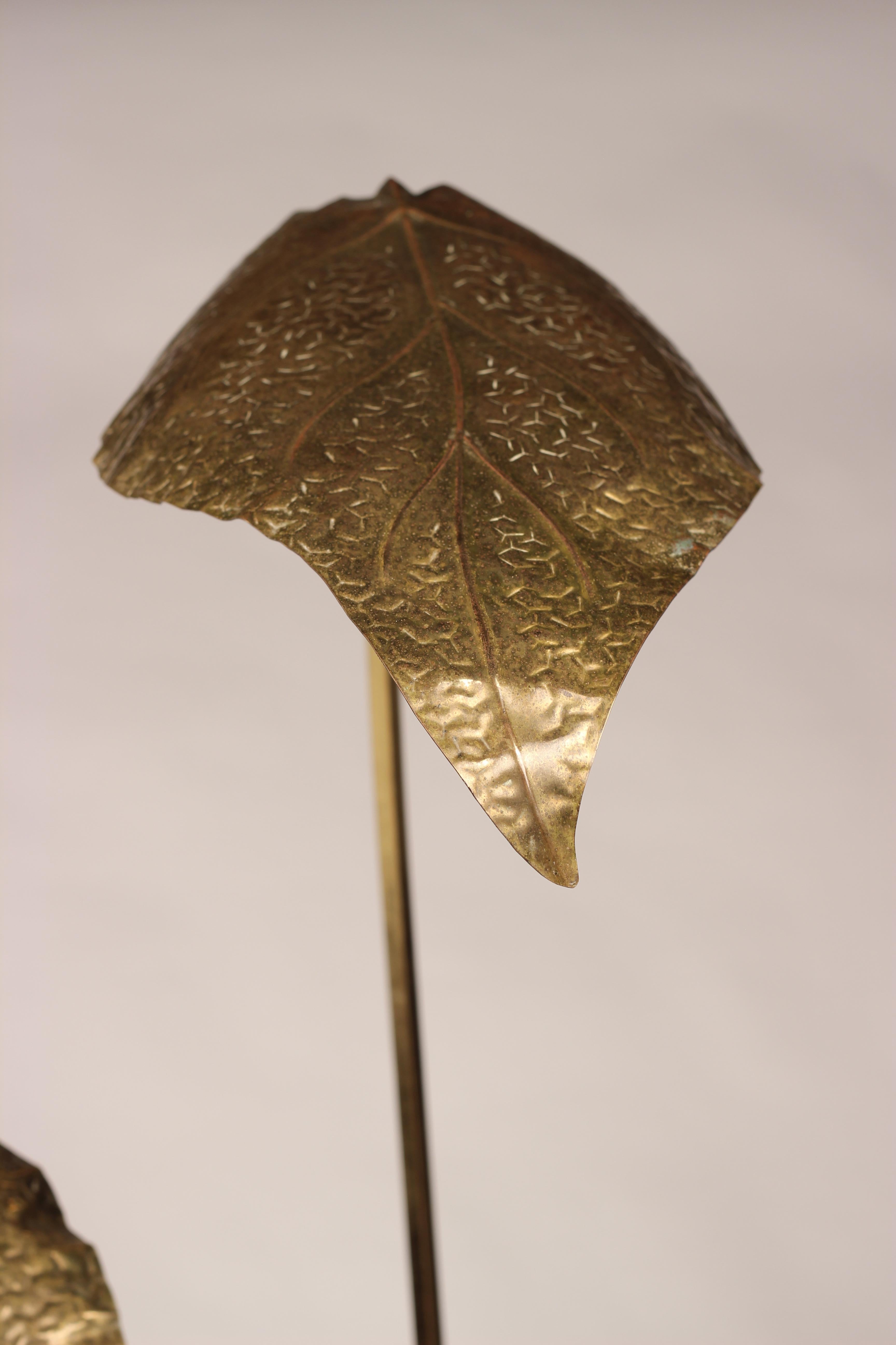 Mid-Century Modern Brass Italian Leaf Light by Tommaso Barbi, 1970s For Sale 8