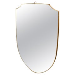 Mid-Century Modern Brass Italian Shield Wall Mirror in the manner of Giò Ponti