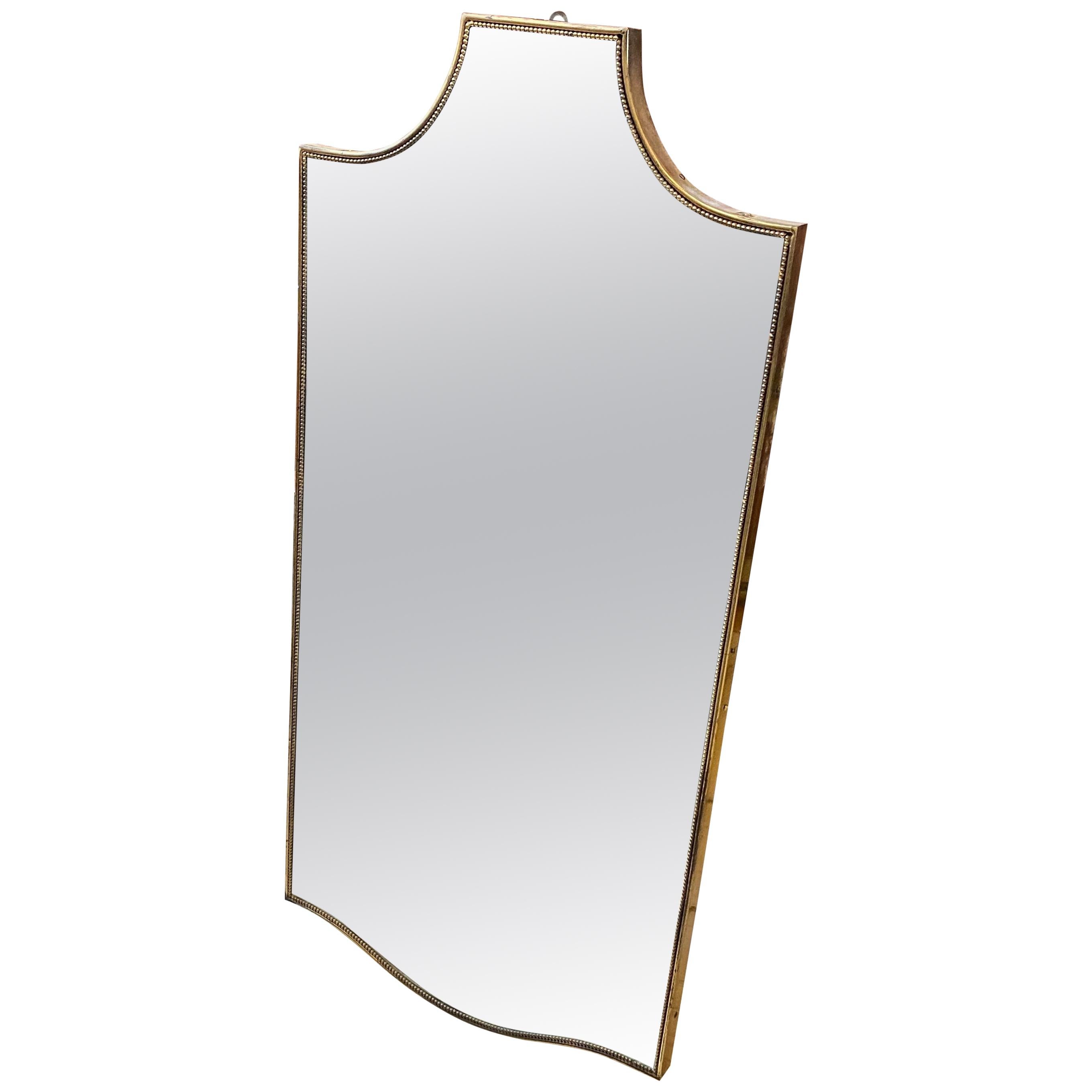 Mid-Century Modern Brass Italian Wall Mirror in the Manner of Gio Ponti, 1950s