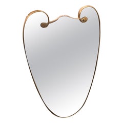 Mid-Century Modern Brass Italian Wall Mirror in the Manner of Giò Ponti