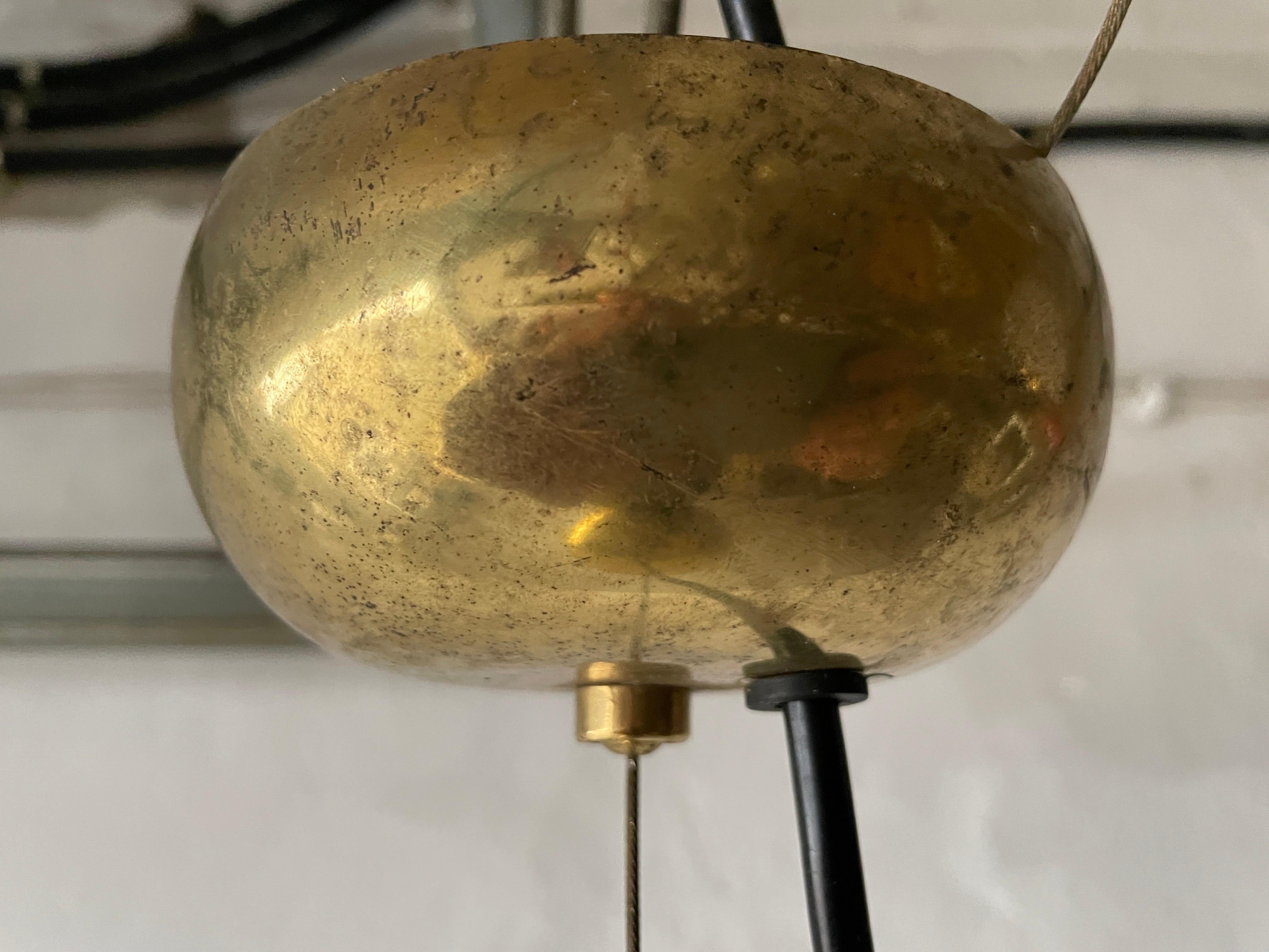 Lampe à suspension italienne XL en laiton mi-siècle moderne, années 1960, Italie en vente 8