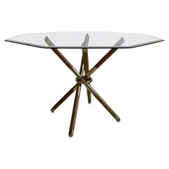Mid Century Modern Brass Knot Dining Center Table