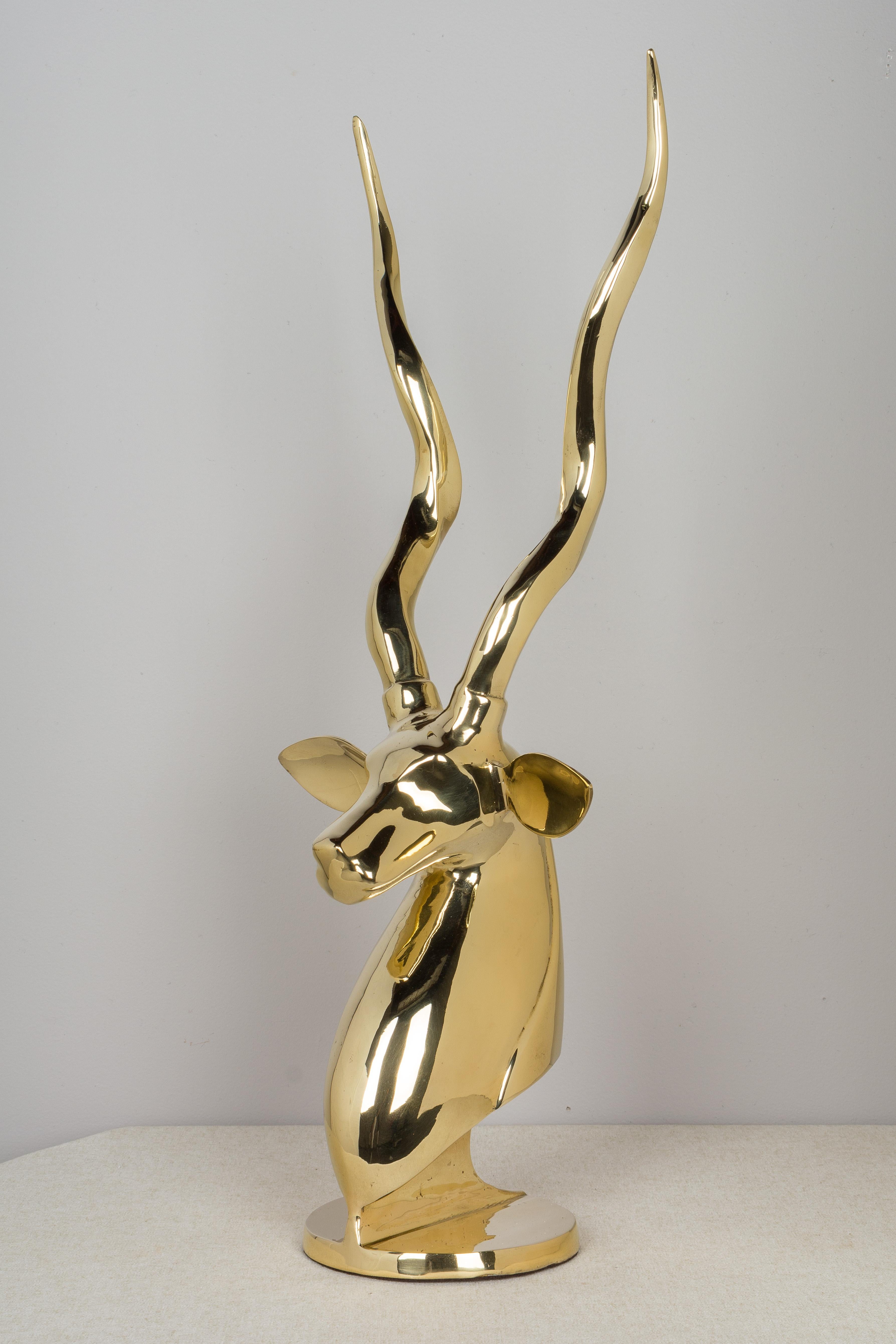 North American Mid-Century Modern Brass Antelope Sculpture