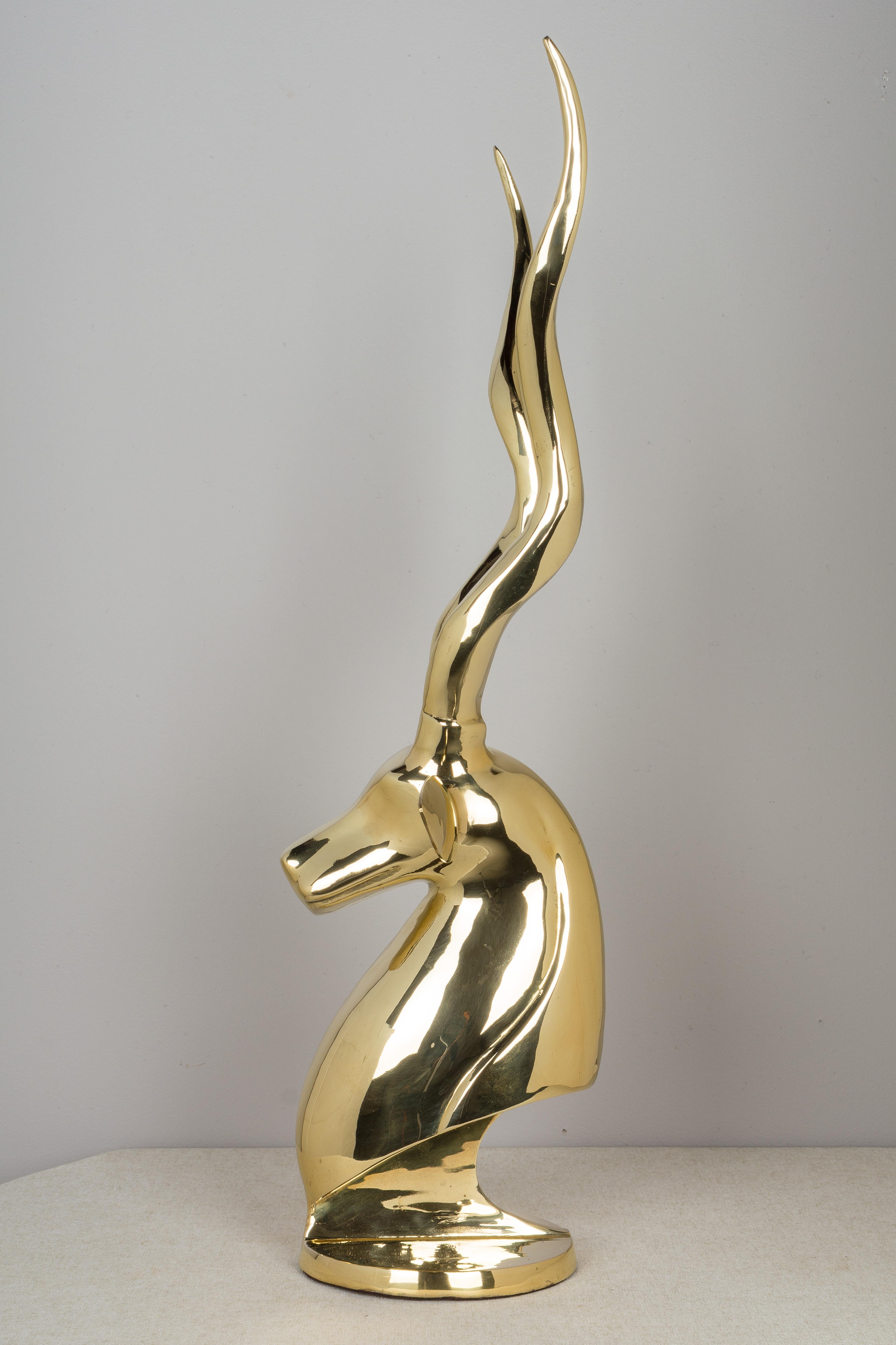 Polished Mid-Century Modern Brass Antelope Sculpture