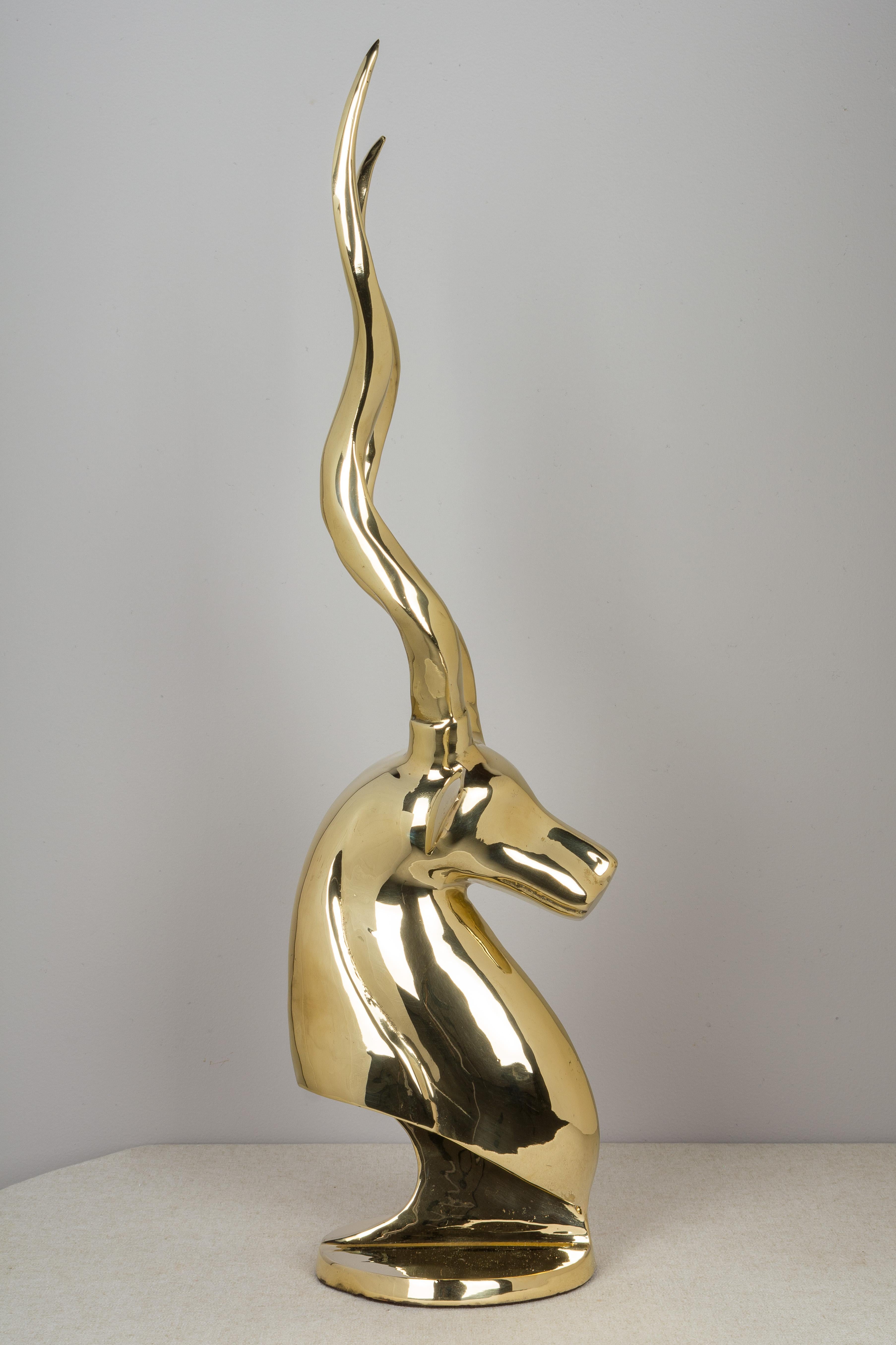 Mid-Century Modern Brass Antelope Sculpture In Good Condition In Winter Park, FL