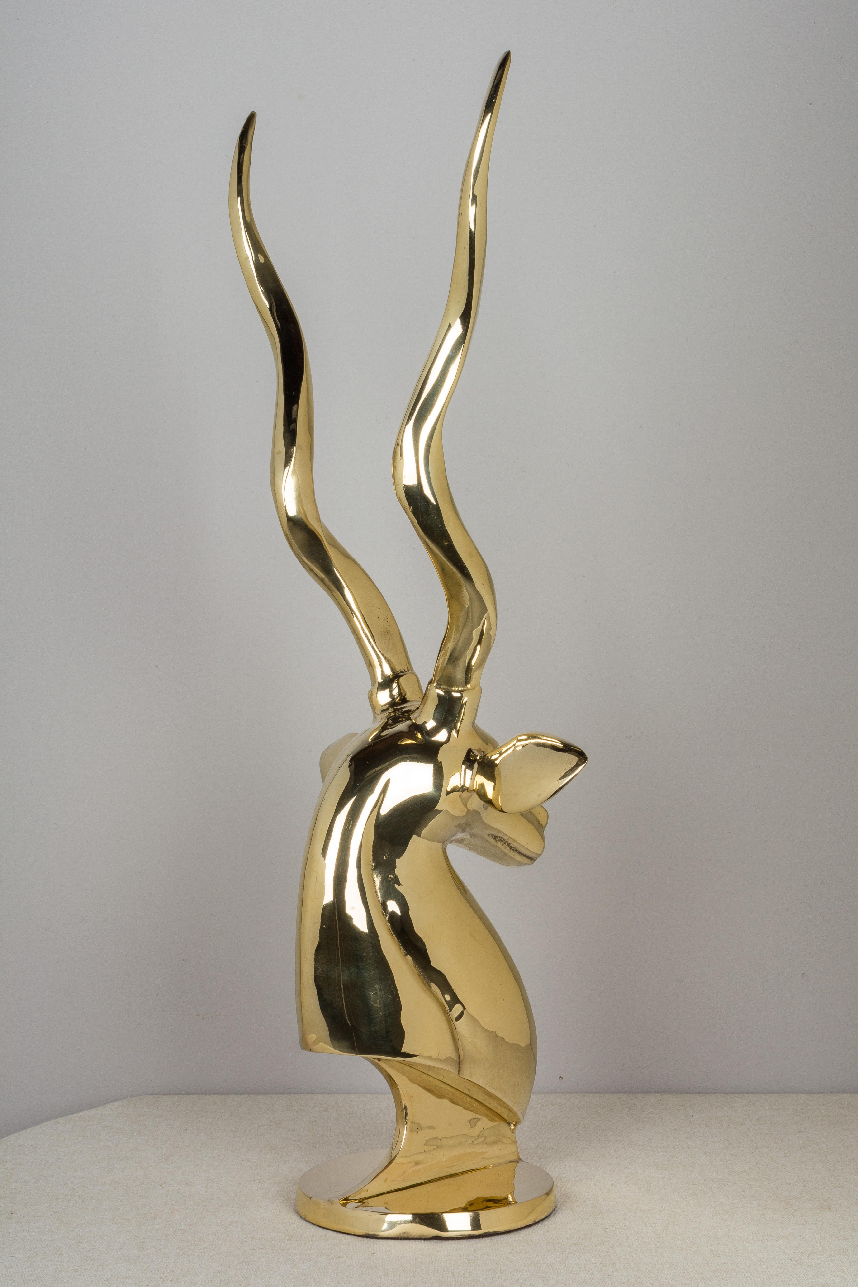 20th Century Mid-Century Modern Brass Antelope Sculpture