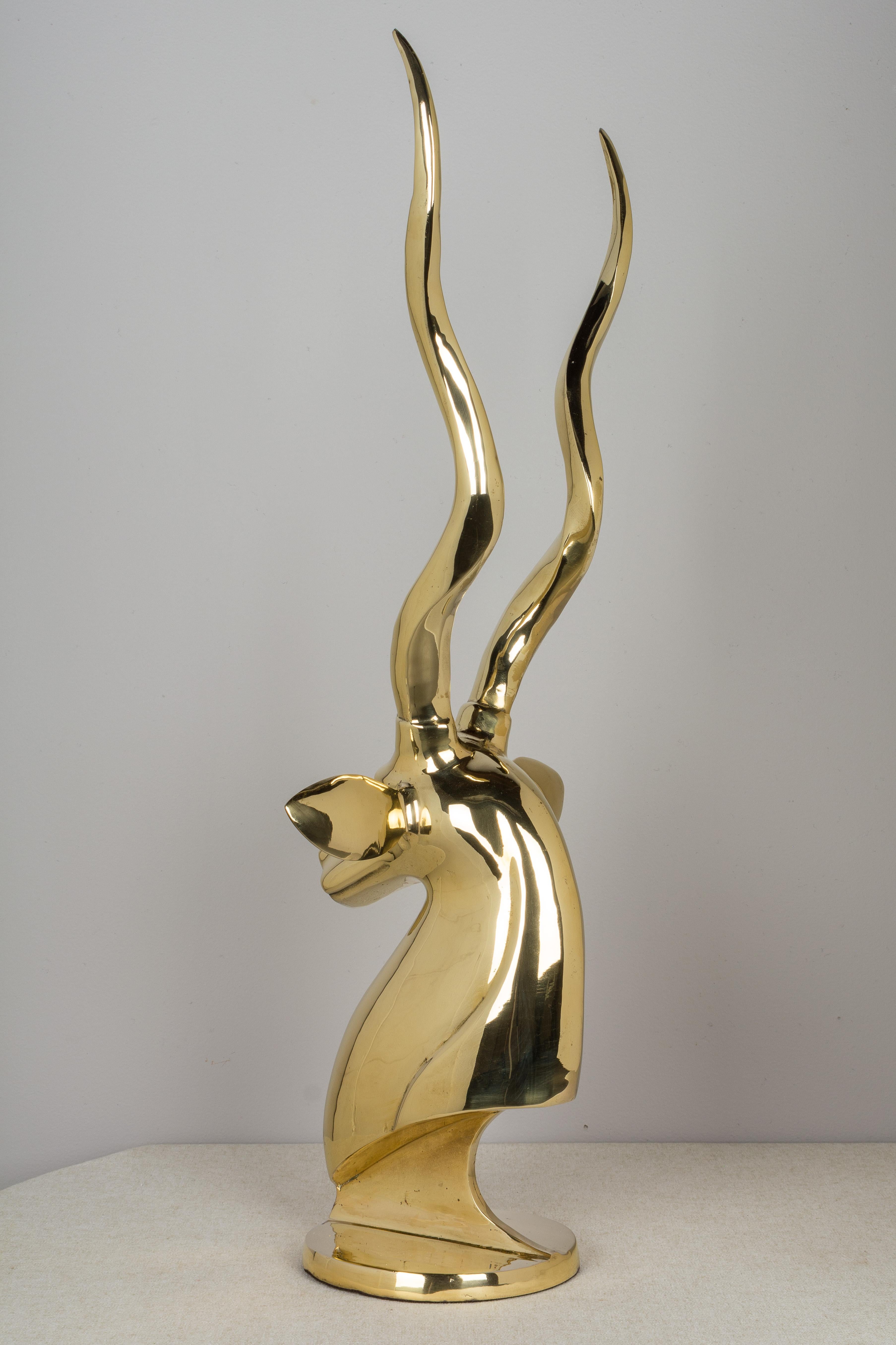 Mid-Century Modern Brass Antelope Sculpture 1
