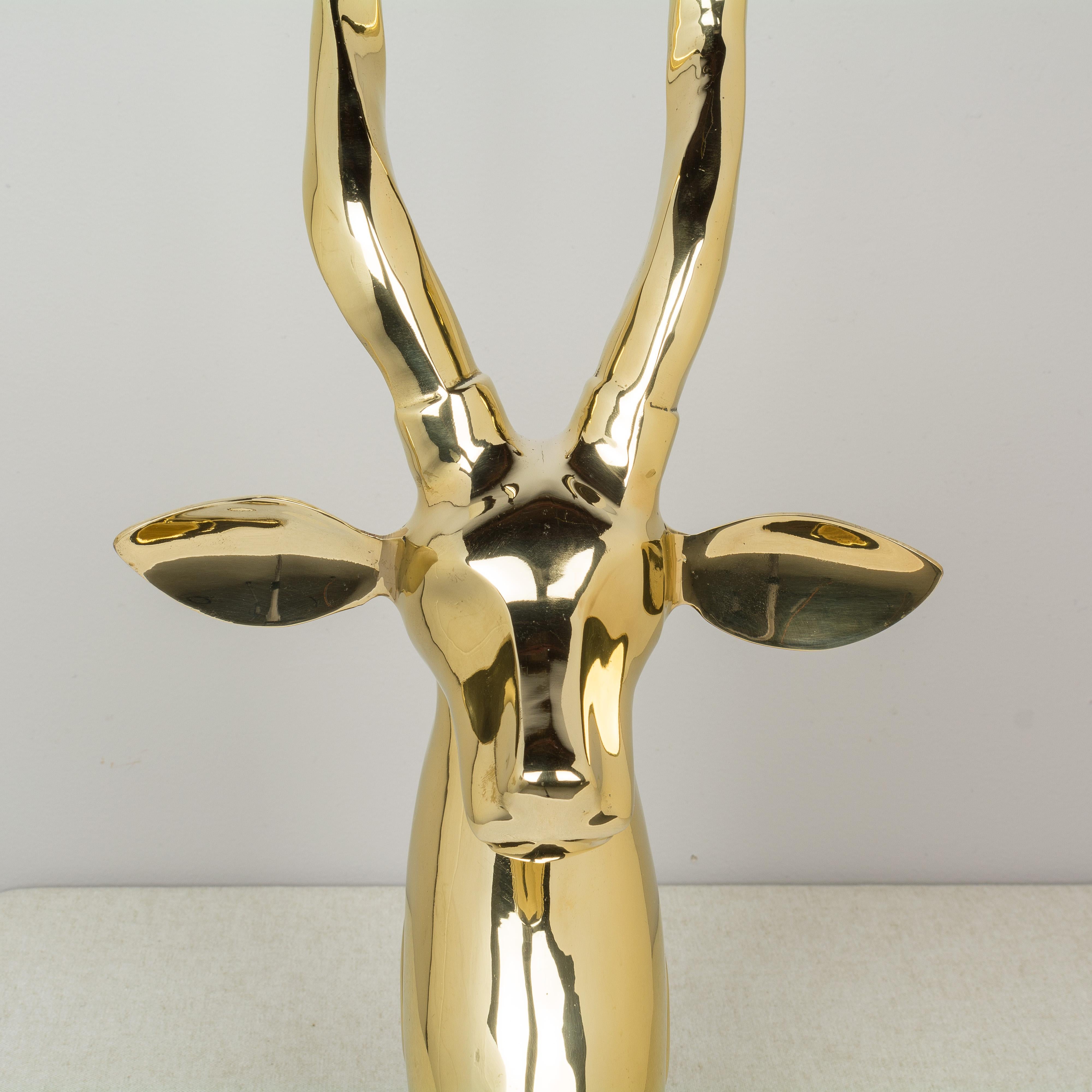 Mid-Century Modern Brass Antelope Sculpture 3