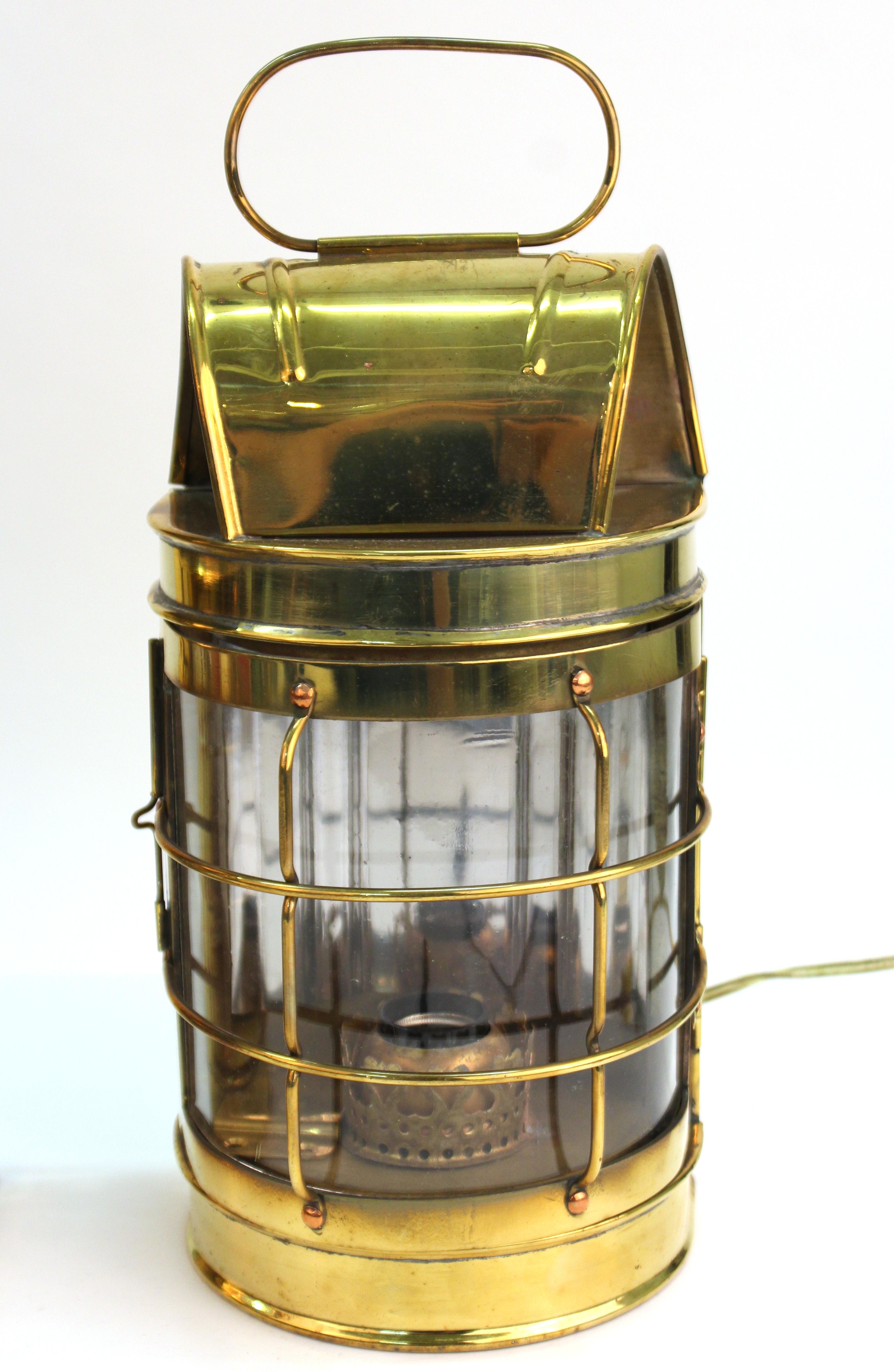 Mid-Century Modern Brass Lantern Wall Sconces 1