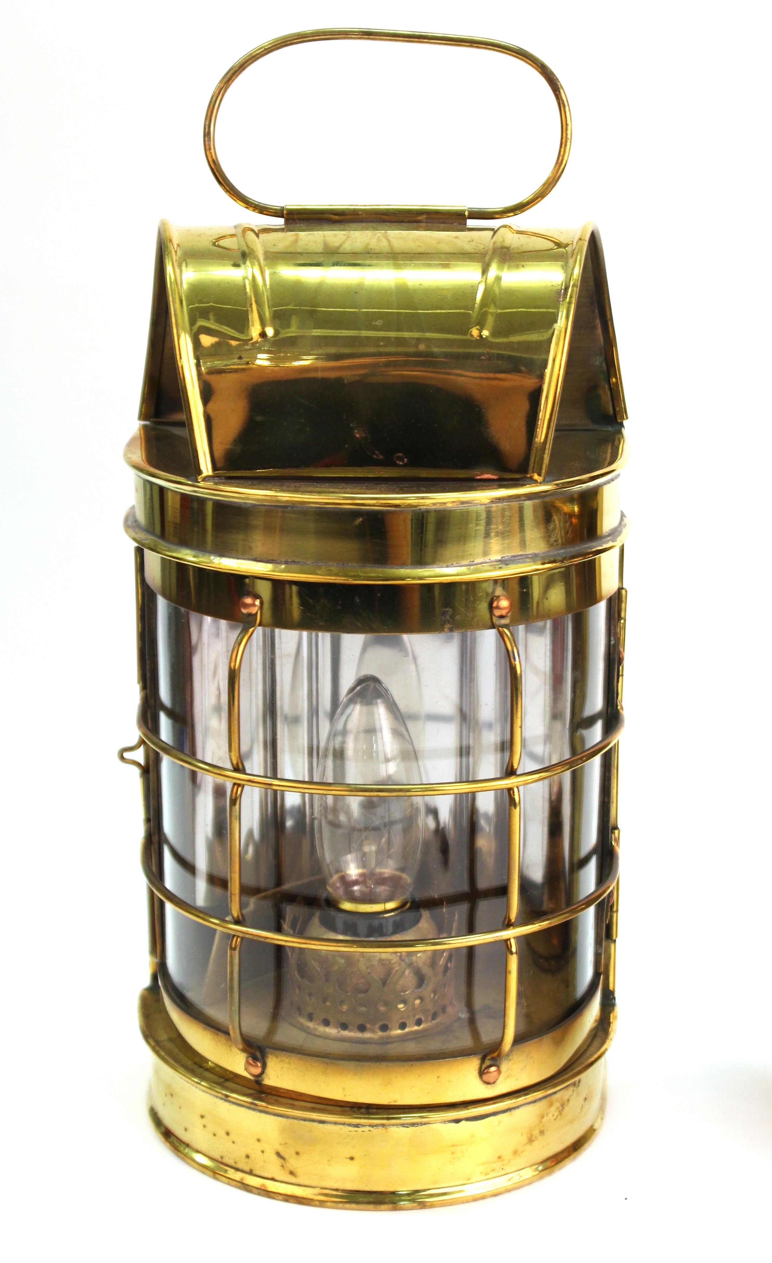 Mid-Century Modern Brass Lantern Wall Sconces 2
