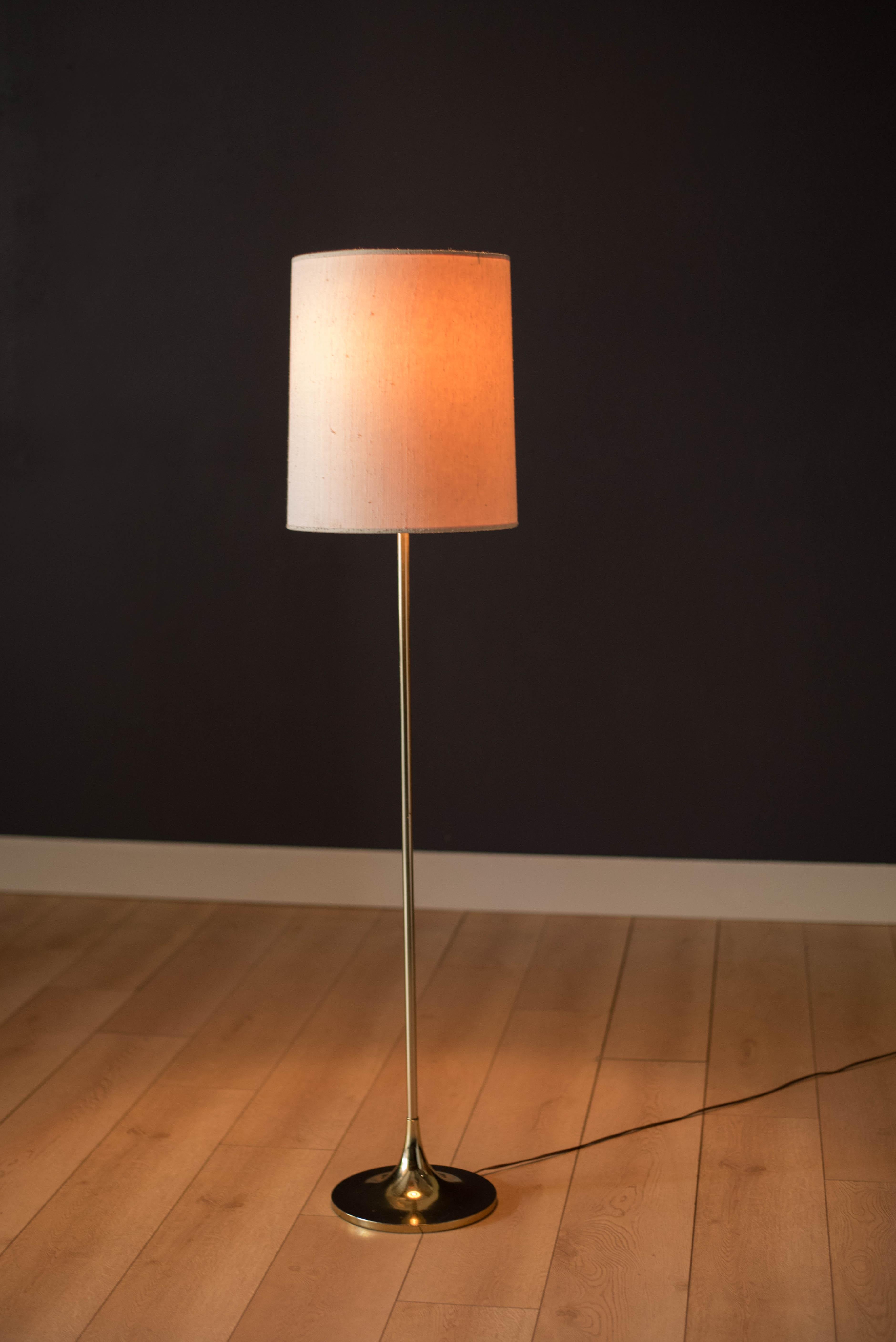 American Mid-Century Modern Brass Laurel Floor Lamp