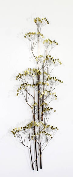 Mid-Century Modern Brass Leaf Branch Tree Wall Art Sculpture Signed C Jere 1970s