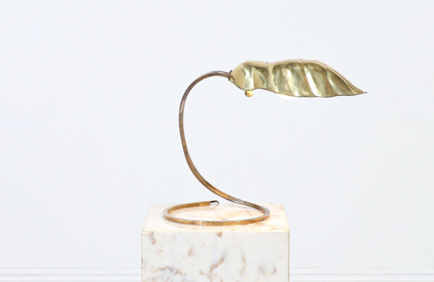 Mid-Century Modern brass leaf table lamp by Chapman.