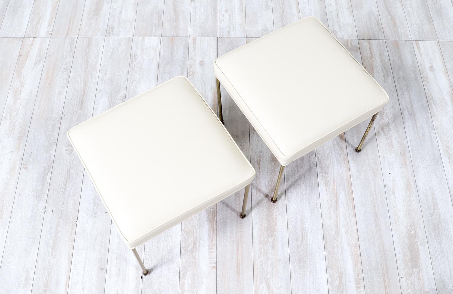 Mid-Century Modern Brass & Leather Stools by Frederick Weinberg In Excellent Condition For Sale In Los Angeles, CA