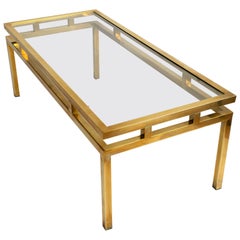 Mid-Century Modern Brass Long Coffee Table by Guy Lefevre, France, circa 1970