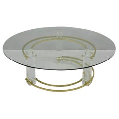 Mid Century Modern Messing Lucite Rund Glas Charles Hollis Jones Couchtisch