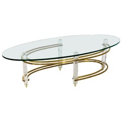 Mid-Century Modern Brass Lucite Surfboard Coffee Table Hollis Jones, 1970s