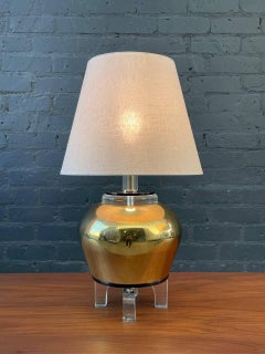 Mid-Century Modern Brass & Lucite Table Lamp