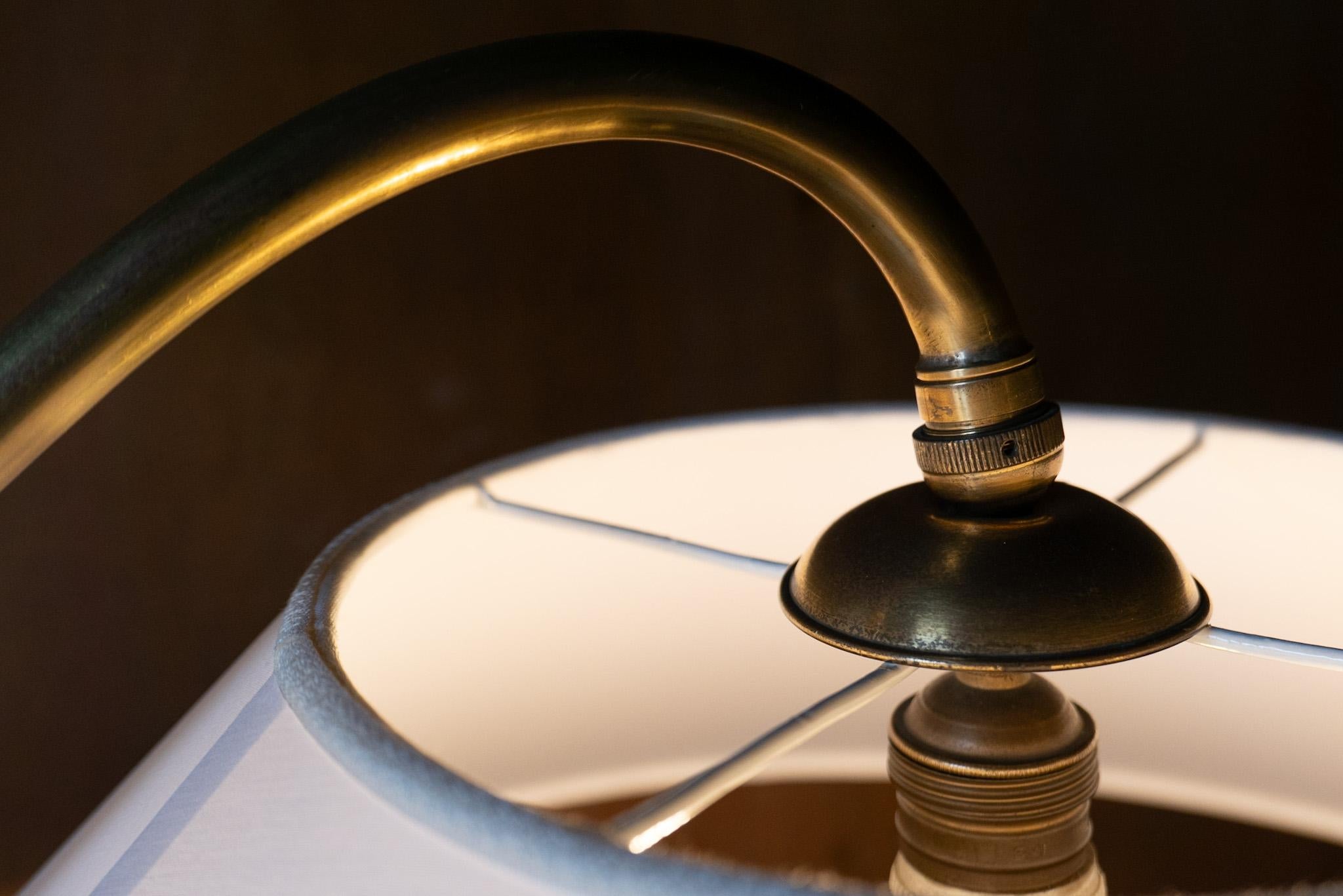 Mid-Century Modern Mid Century Modern Brass Marble Adjustable Arm Floor Lamp, Italy 1950s For Sale