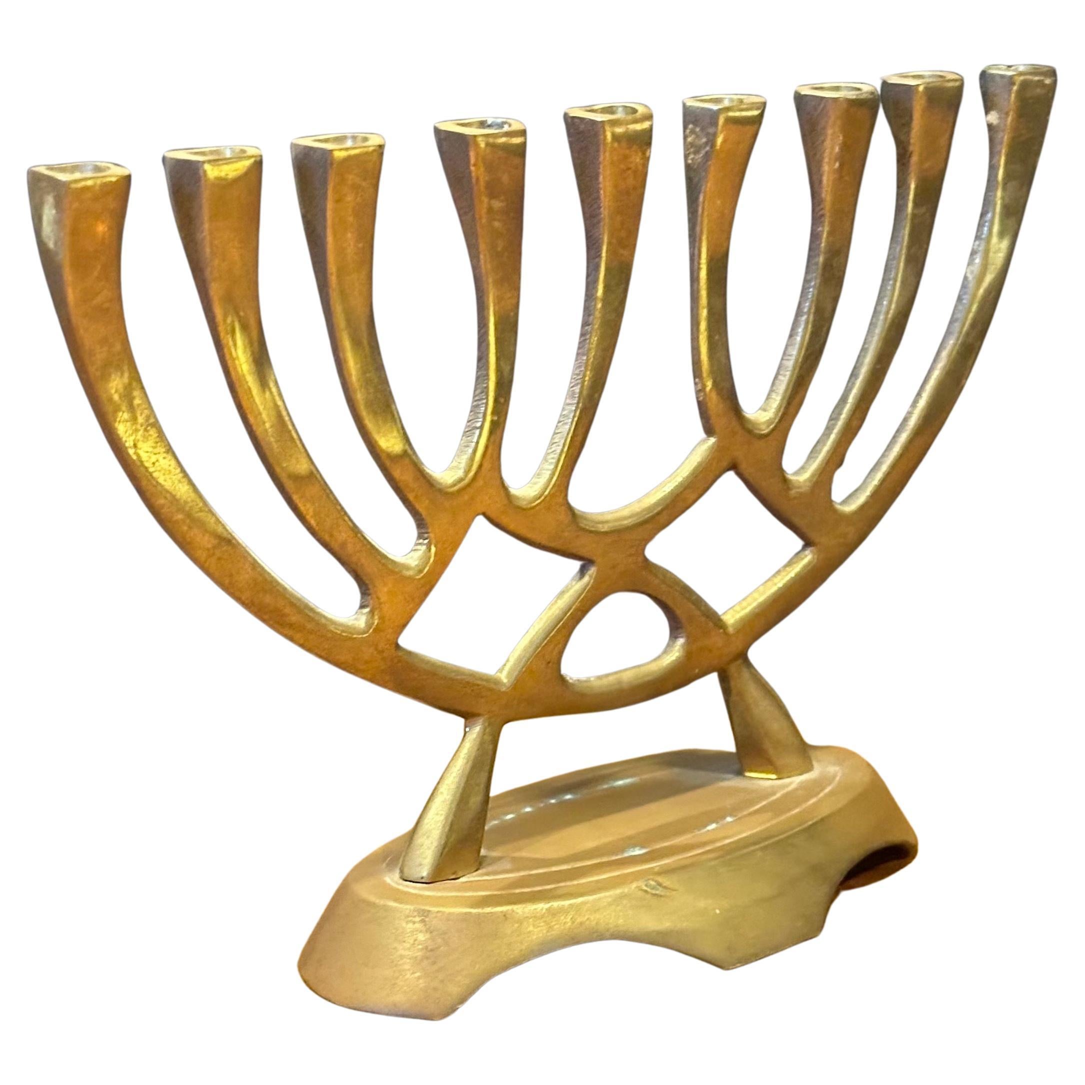 Israeli Mid-Century Modern Brass Menorah