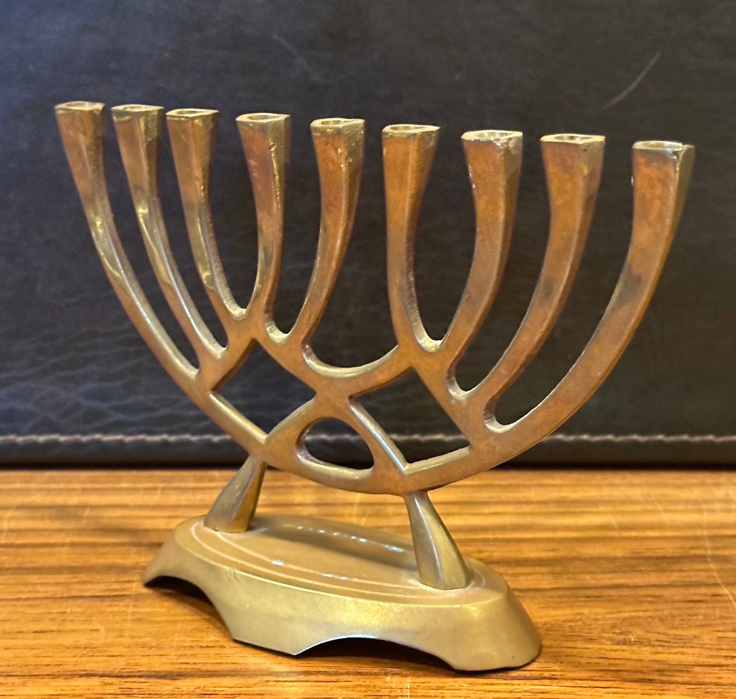 Mid-Century Modern Brass Menorah 1