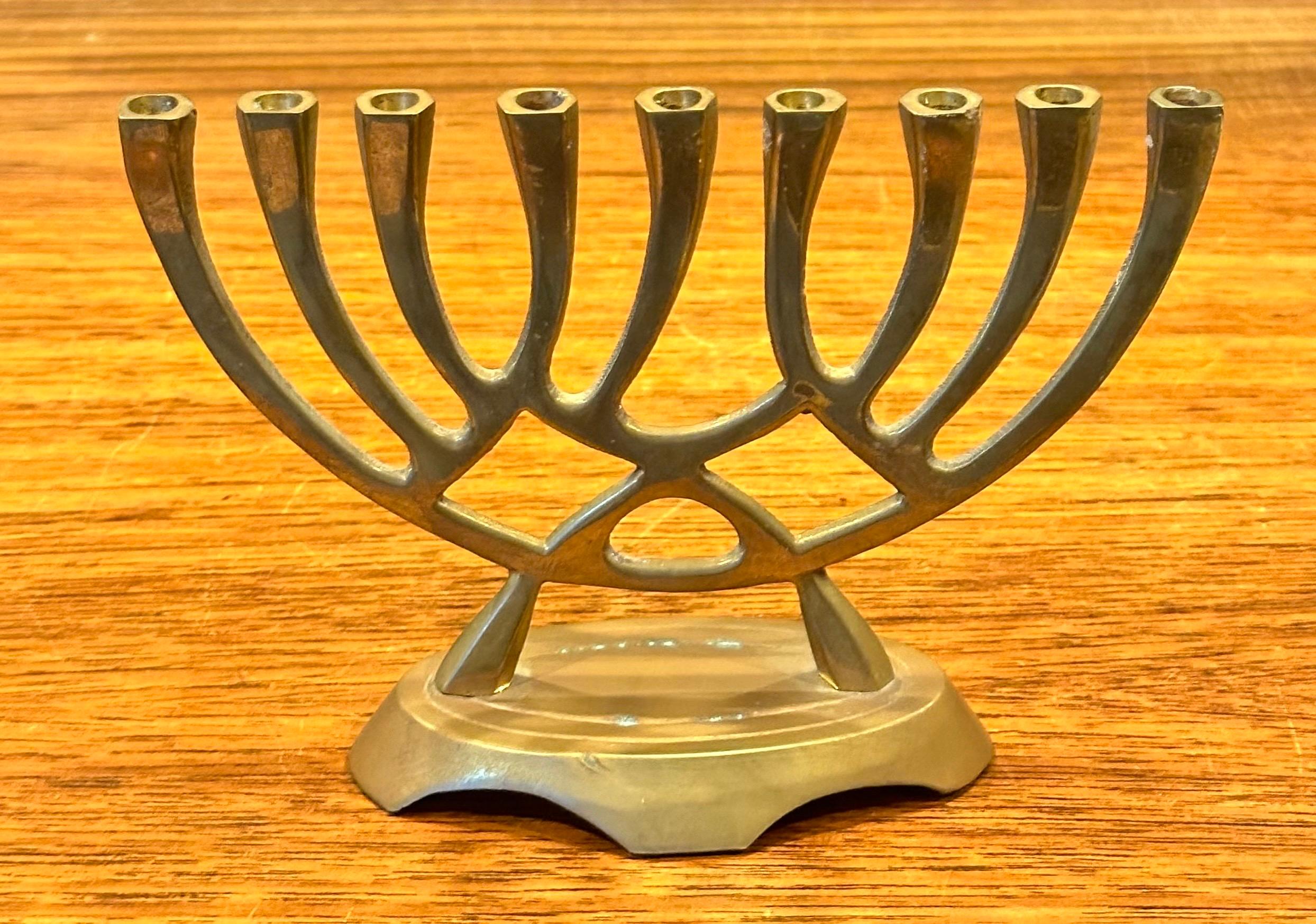 Mid-Century Modern Brass Menorah 2