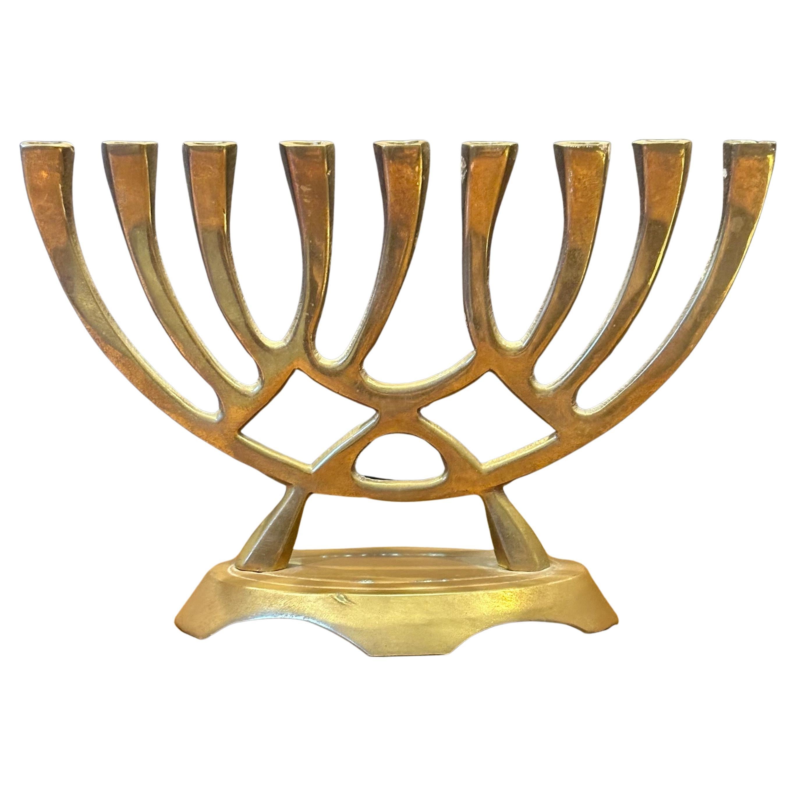 Mid-Century Modern Brass Menorah 4