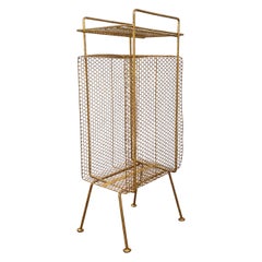 Mid-Century Modern Brass Mesh Magazine Rack/Side Table