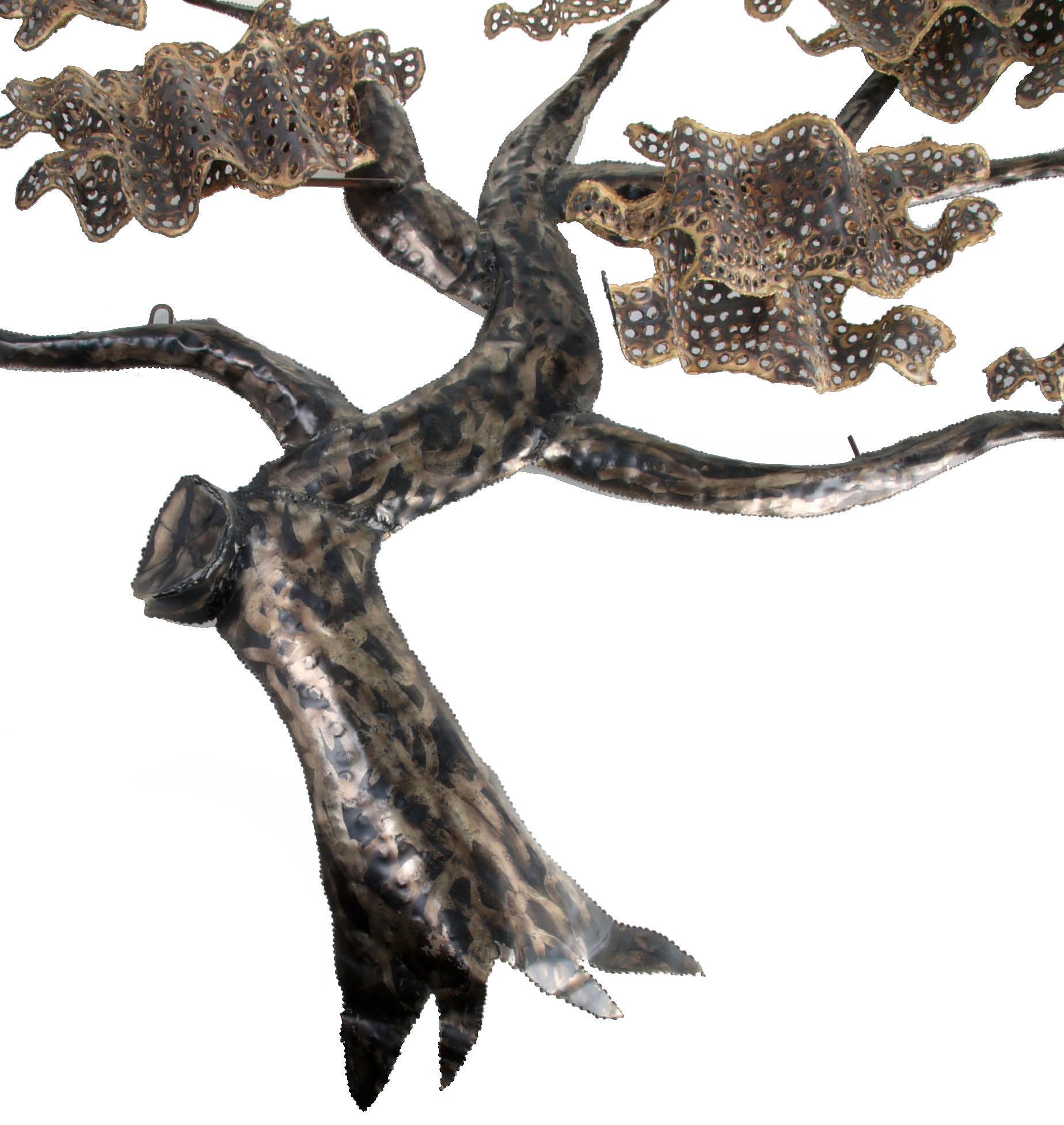 Mid-Century Modern Brass and Metal Tree Wall Art Sculpture For Sale 3