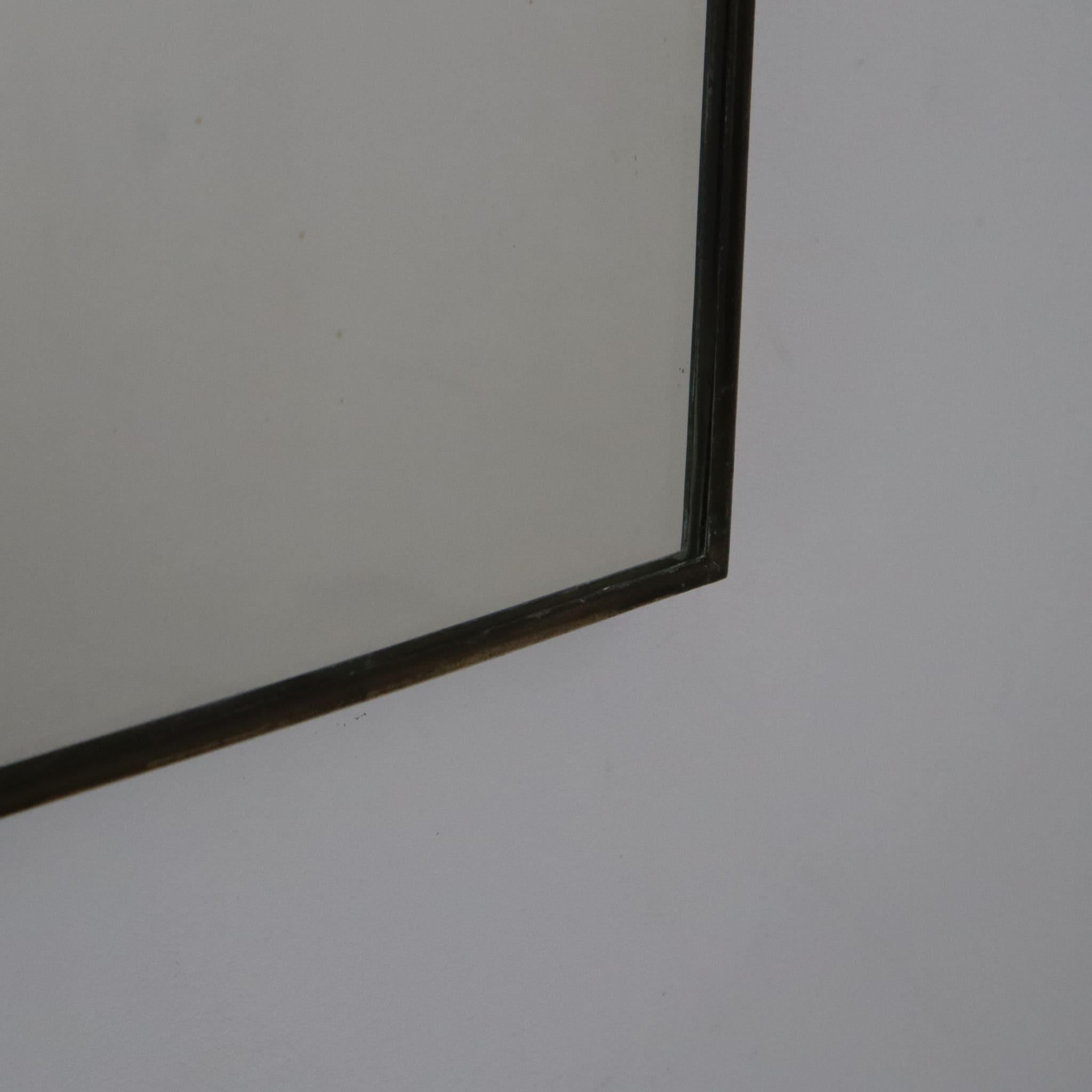 Brass Mid-century modern brass mirror by Gio Ponti, Italy, 1950s For Sale